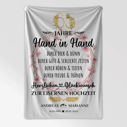 Personalisierte Decke Geschenk zum 65 Hochzeitstag Eiserne Hochzeit