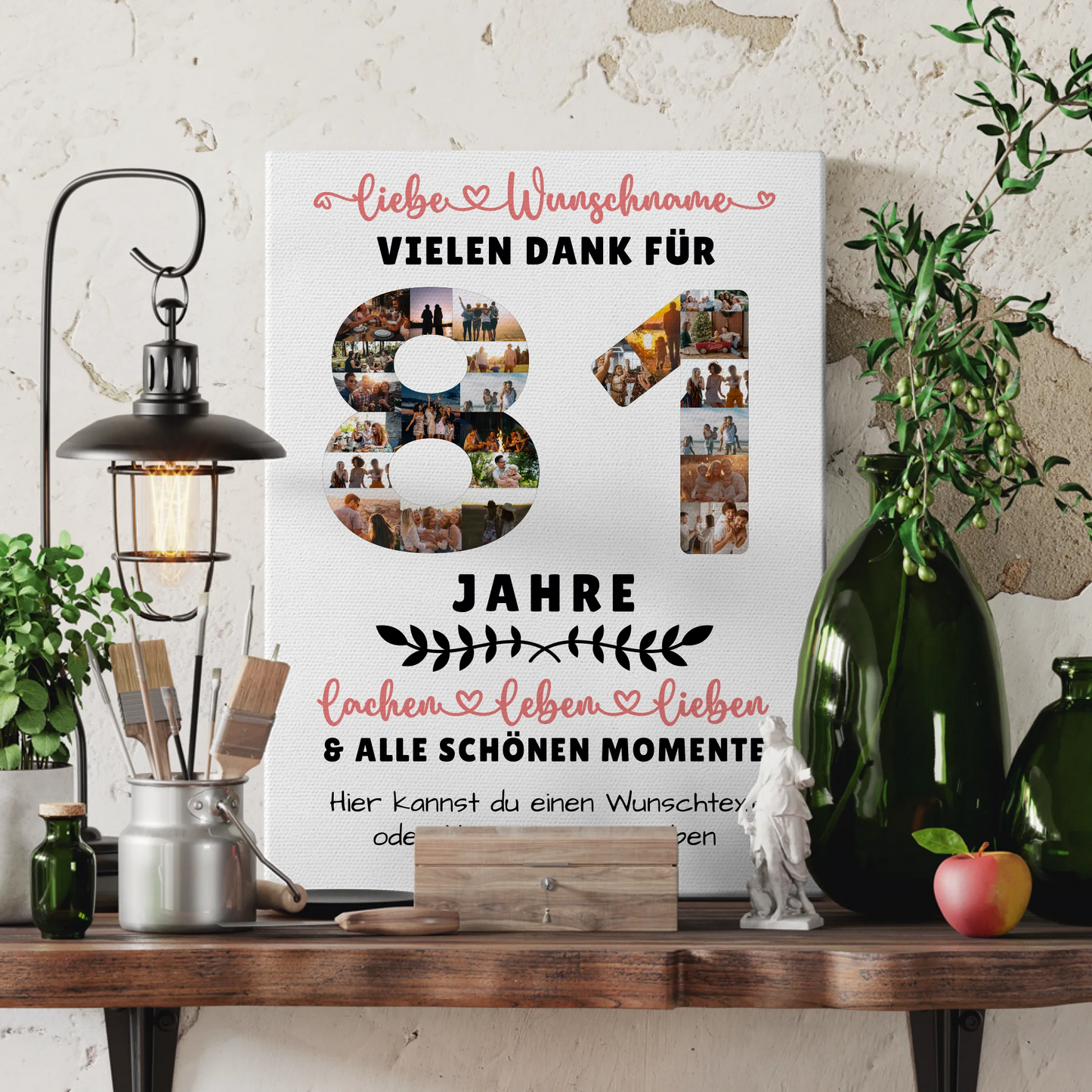 Personalisierte Leinwand 81 Geburtstag Für Opa Oma Mama & Papa 3