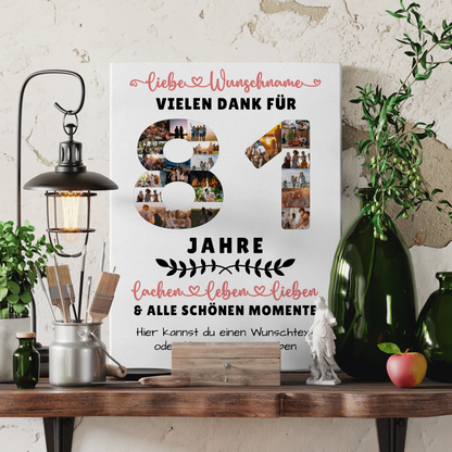 Personalisierte Leinwand 81 Geburtstag Für Opa Oma Mama & Papa 3