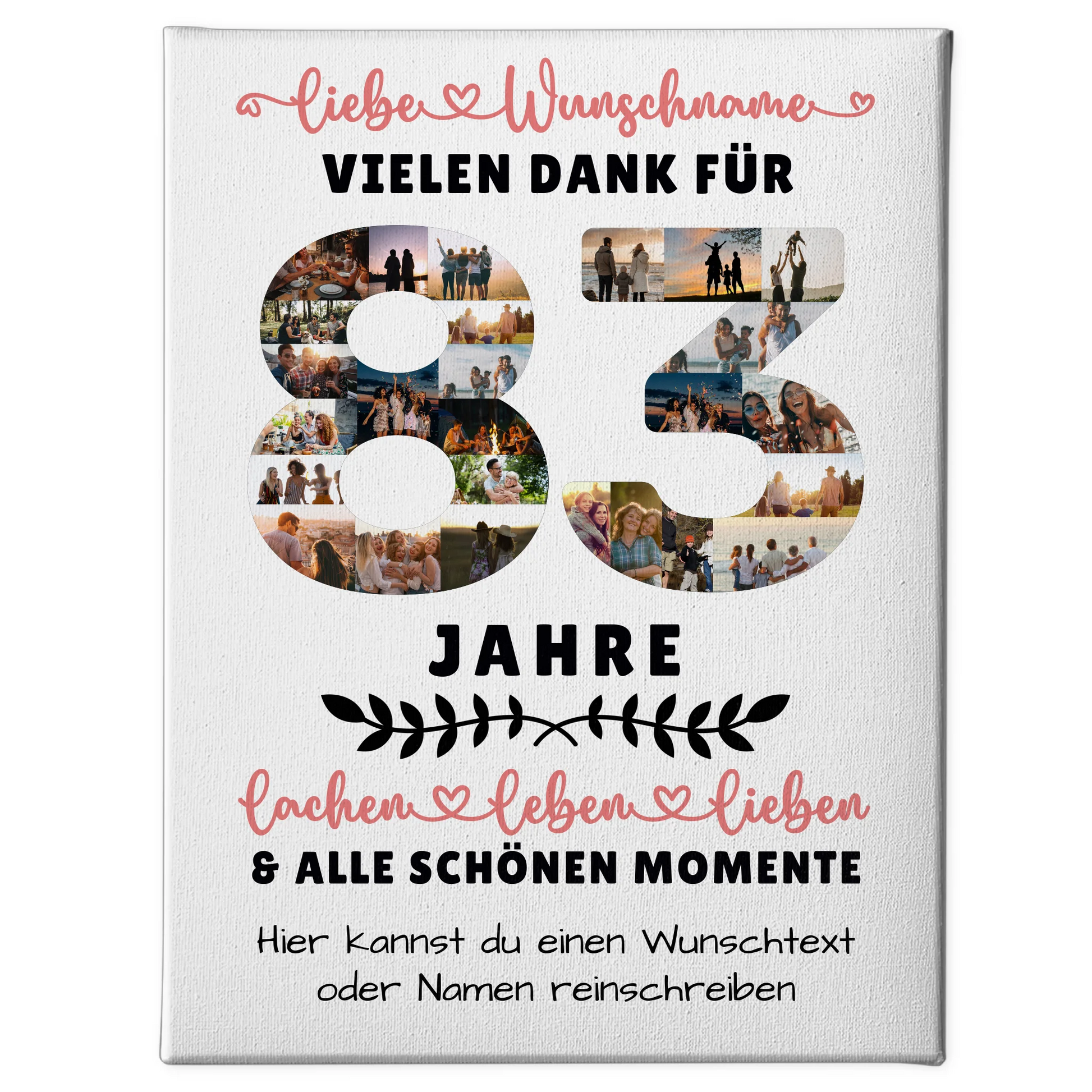 Personalisierte Leinwand 83 Geburtstag Für Opa Oma Papa & Mama 1