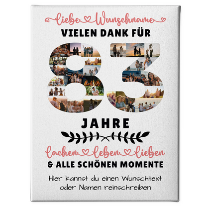 Personalisierte Leinwand 83 Geburtstag Für Opa Oma Papa & Mama 1