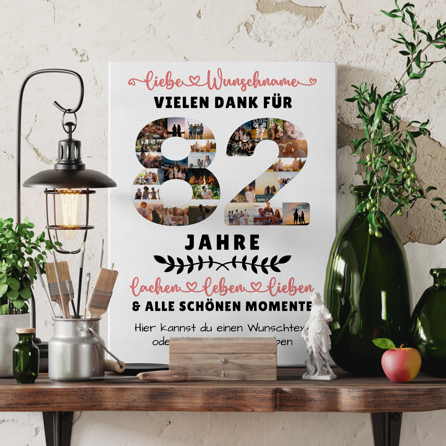 Personalisierte Leinwand 82 Geburtstag Für Oma Opa Papa & Mama 3