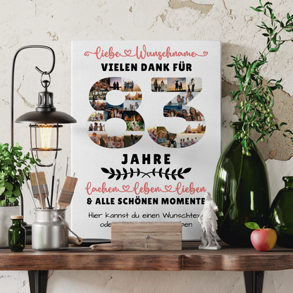 Personalisierte Leinwand 83 Geburtstag Für Opa Oma Papa & Mama 3