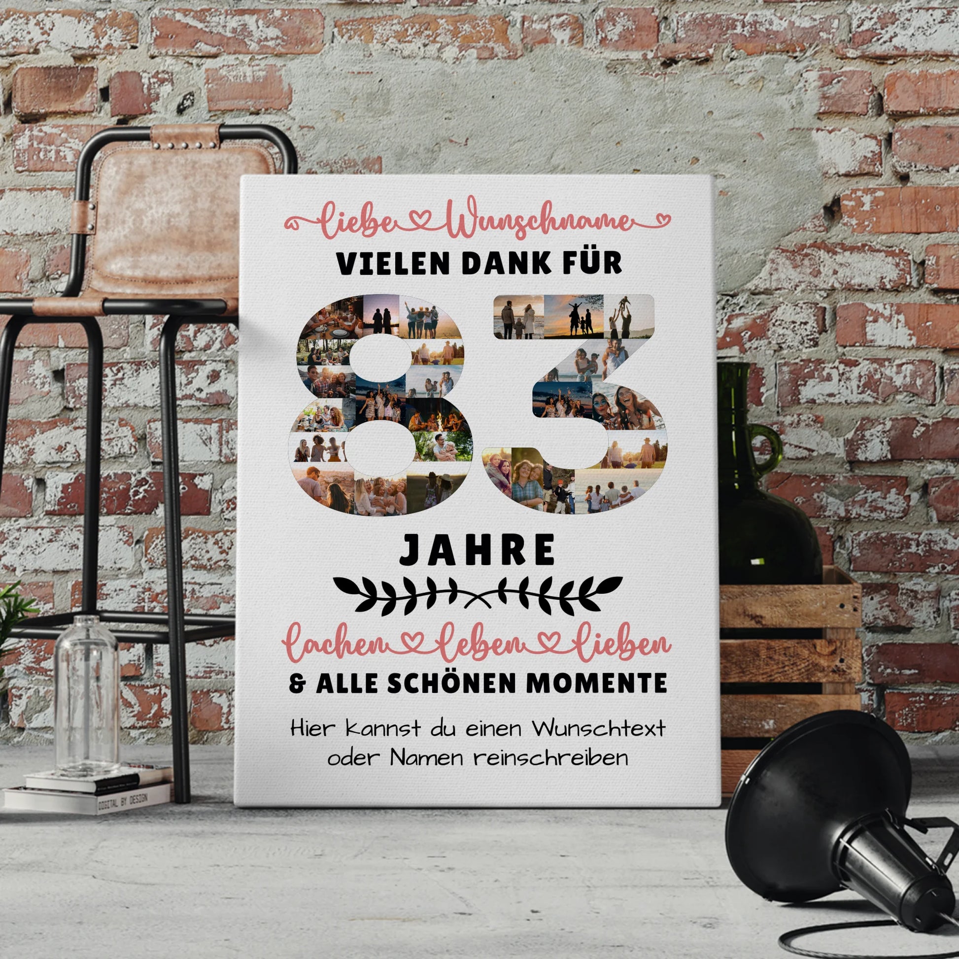 Personalisierte Leinwand 83 Geburtstag Für Opa Oma Papa & Mama 4