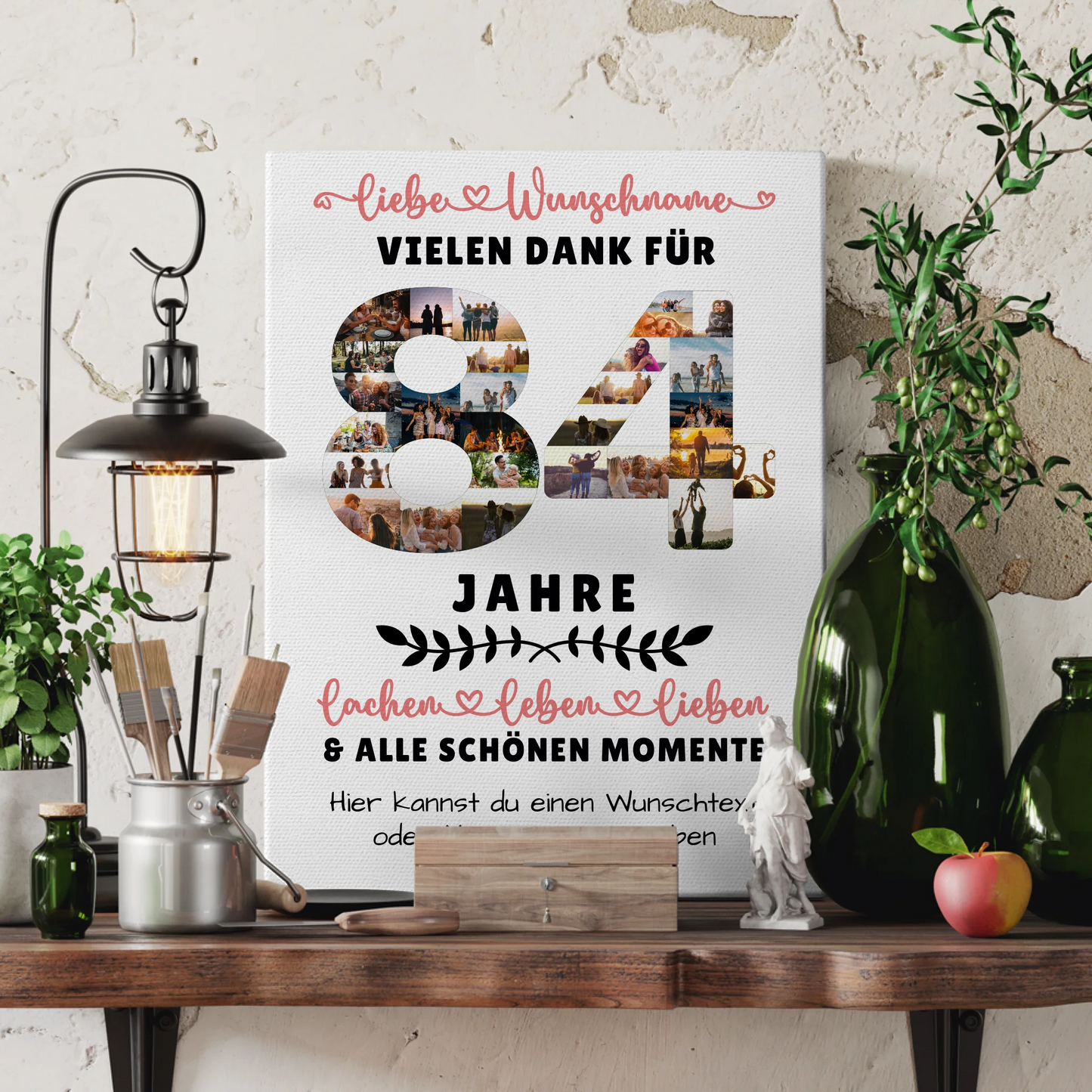 Personalisierte Leinwand 84 Geburtstag Für Oma Opa Mama & Papa 3