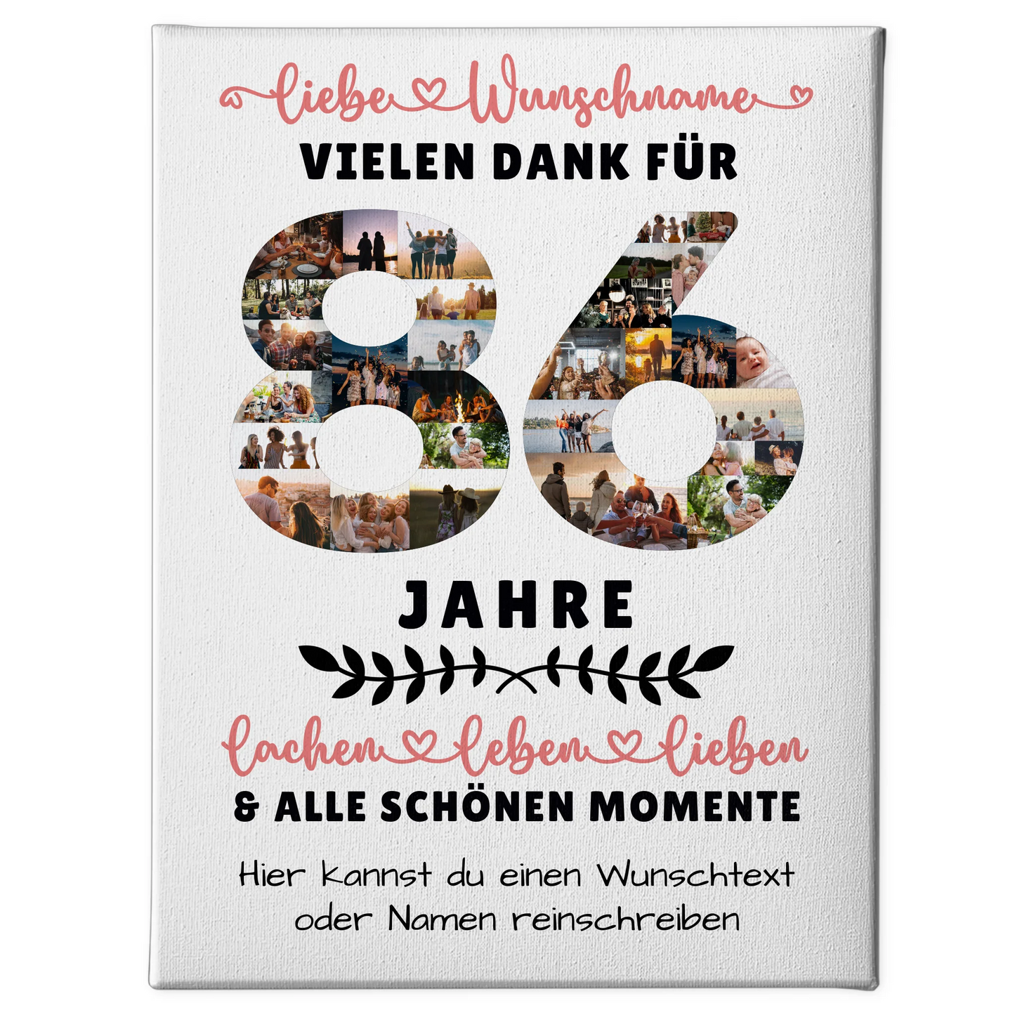 Personalisierte Leinwand 86 Geburtstag Für Oma Opa Papa & Mama 1