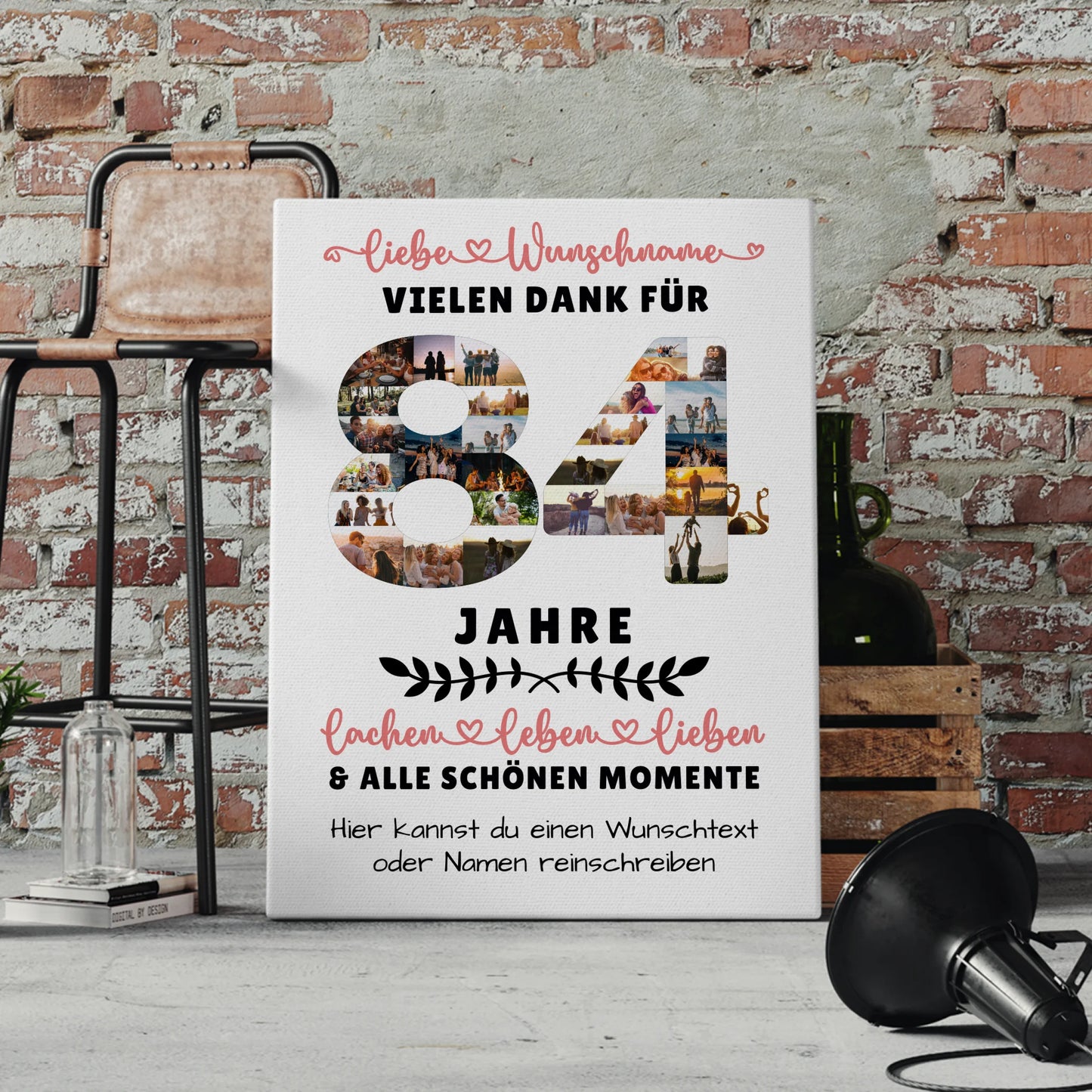 Personalisierte Leinwand 84 Geburtstag Für Oma Opa Mama & Papa 4