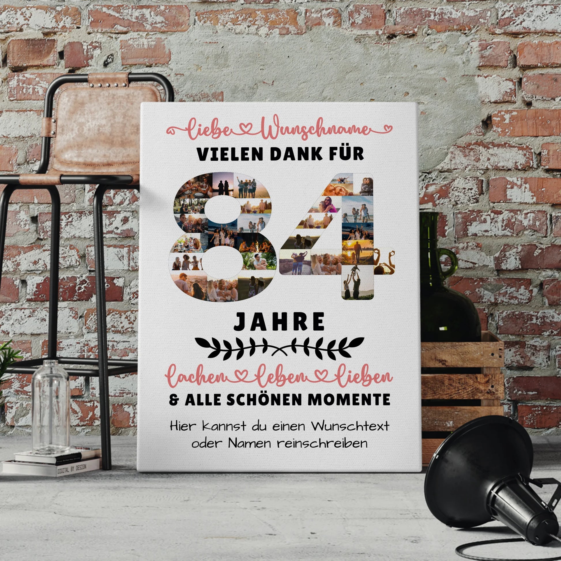 Personalisierte Leinwand 84 Geburtstag Für Oma Opa Mama & Papa 4