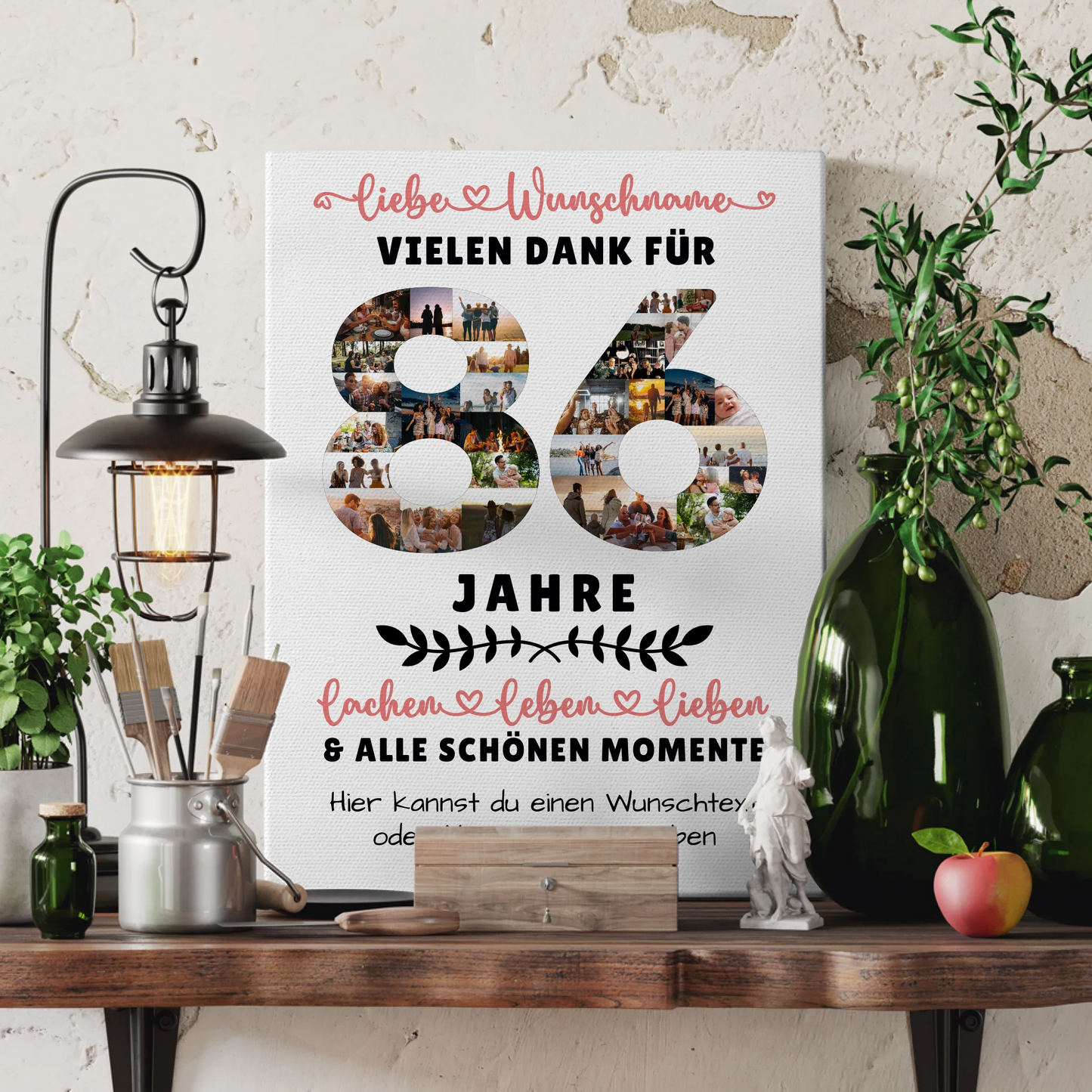 Personalisierte Leinwand 86 Geburtstag Für Oma Opa Papa & Mama 3