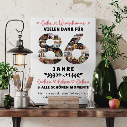 Personalisierte Leinwand 86 Geburtstag Für Oma Opa Papa & Mama 3
