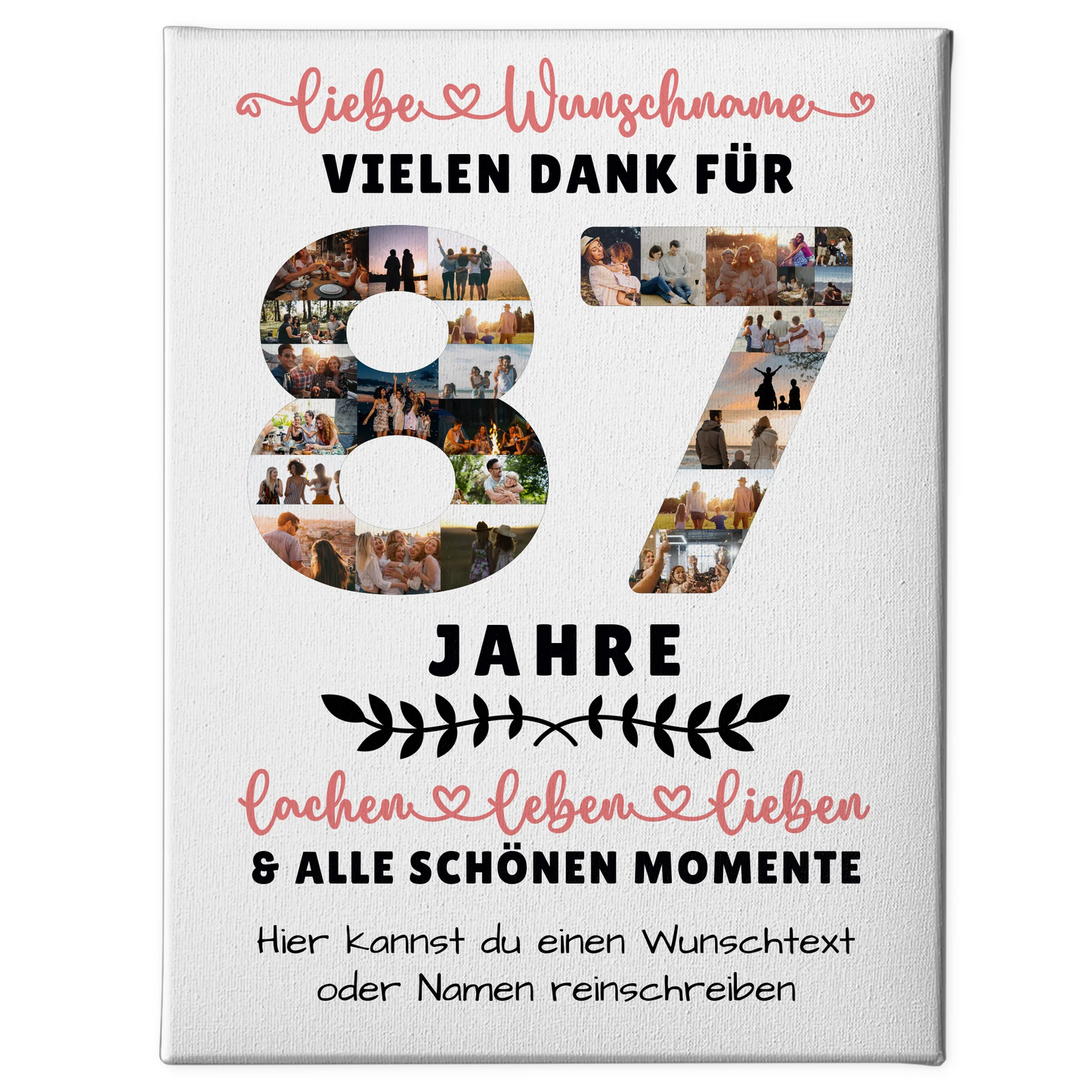 Personalisierte Leinwand 87 Geburtstag Für Opa Oma Papa & Mama 1