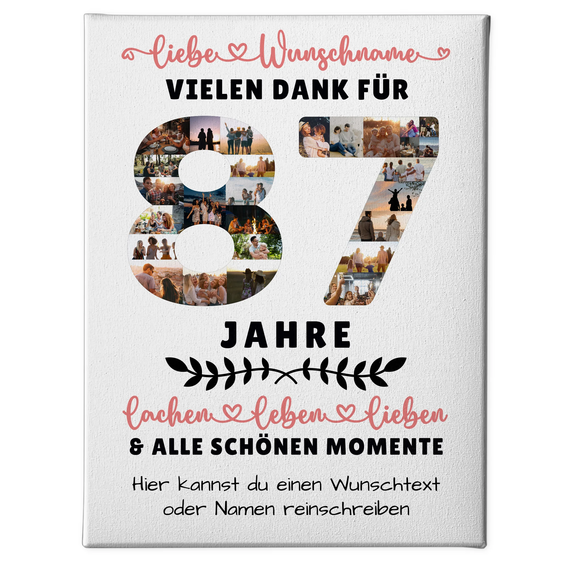 Personalisierte Leinwand 87 Geburtstag Für Opa Oma Papa & Mama 1