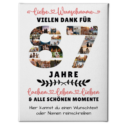 Personalisierte Leinwand 87 Geburtstag Für Opa Oma Papa & Mama 1