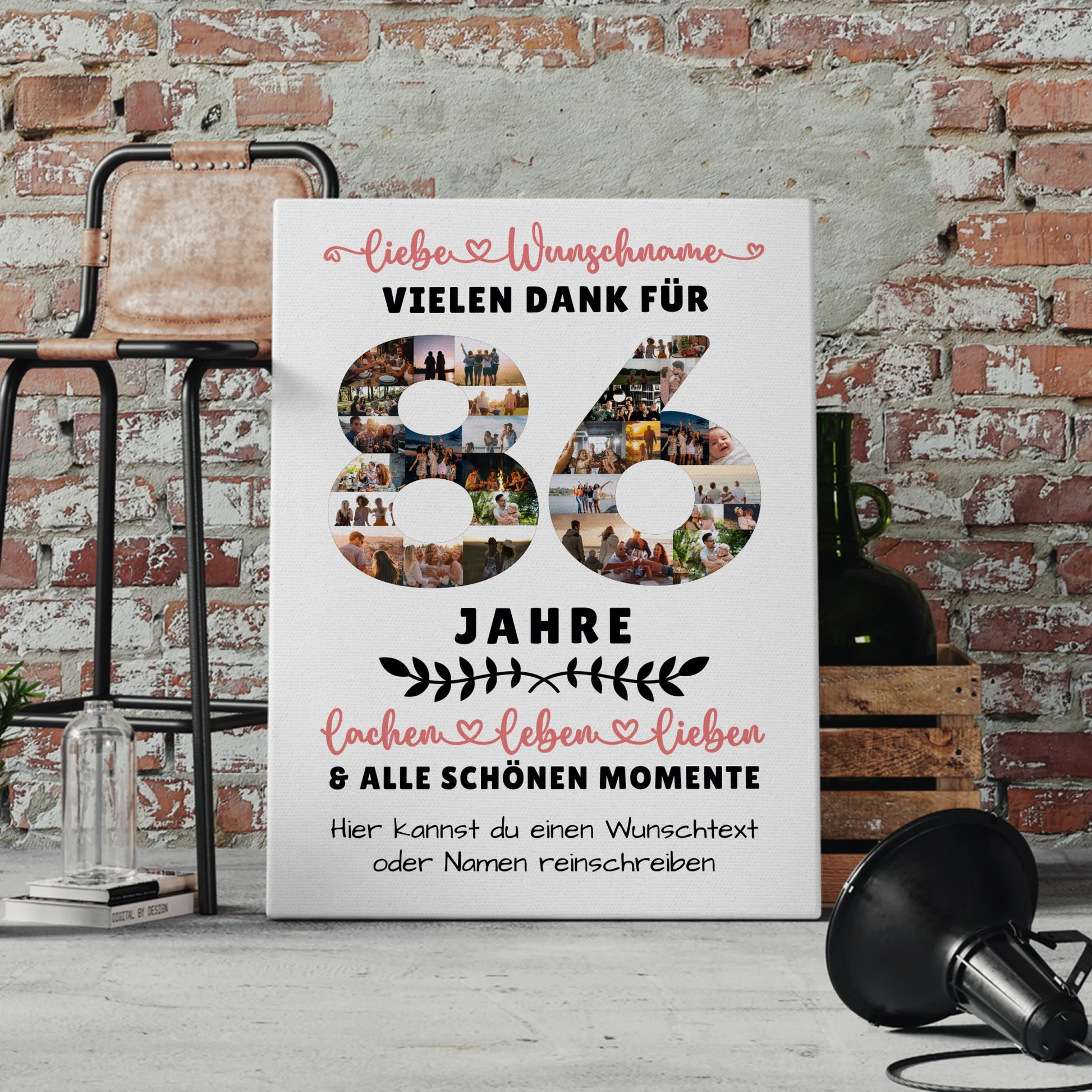 Personalisierte Leinwand 86 Geburtstag Für Oma Opa Papa & Mama 4