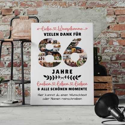 Personalisierte Leinwand 86 Geburtstag Für Oma Opa Papa & Mama 4