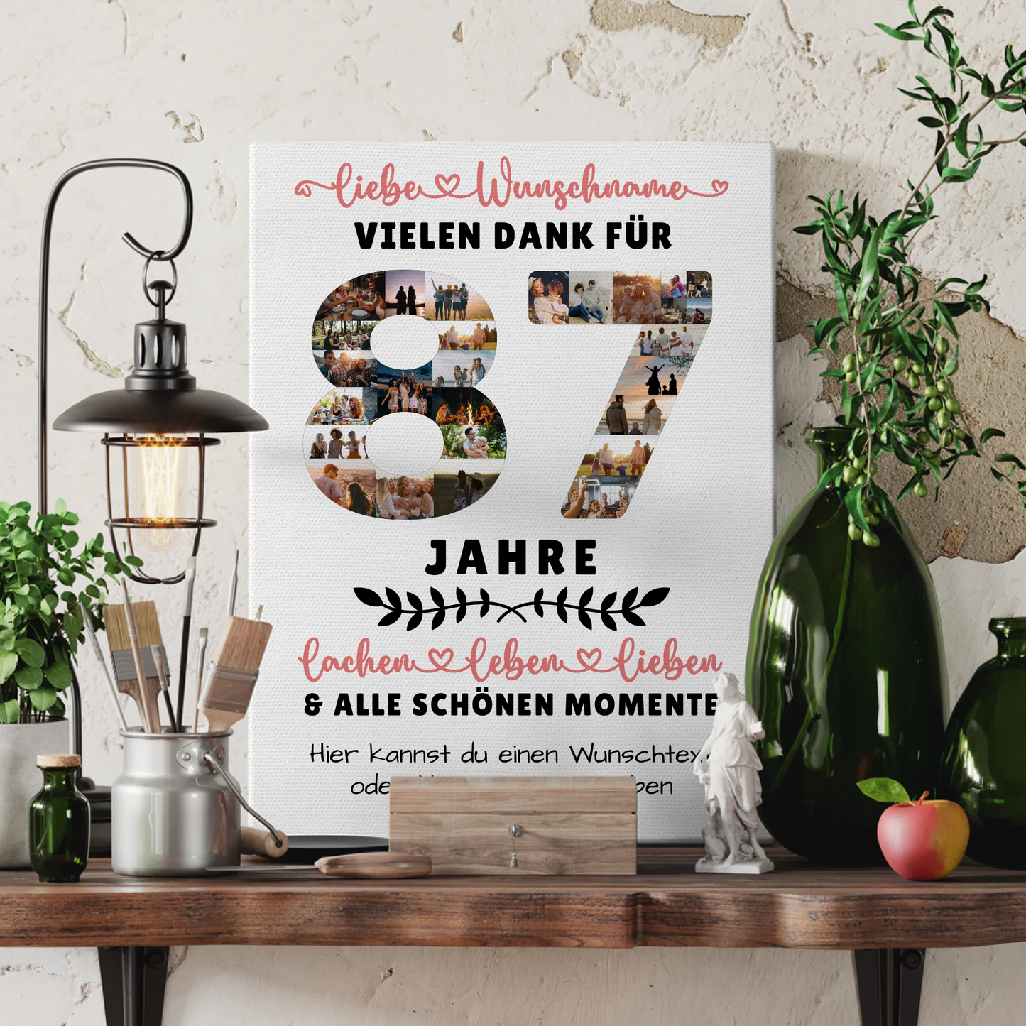 Personalisierte Leinwand 87 Geburtstag Für Opa Oma Papa & Mama 3