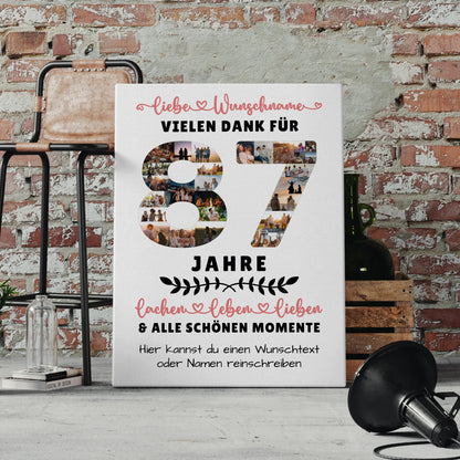 Personalisierte Leinwand 87 Geburtstag Für Opa Oma Papa & Mama 4