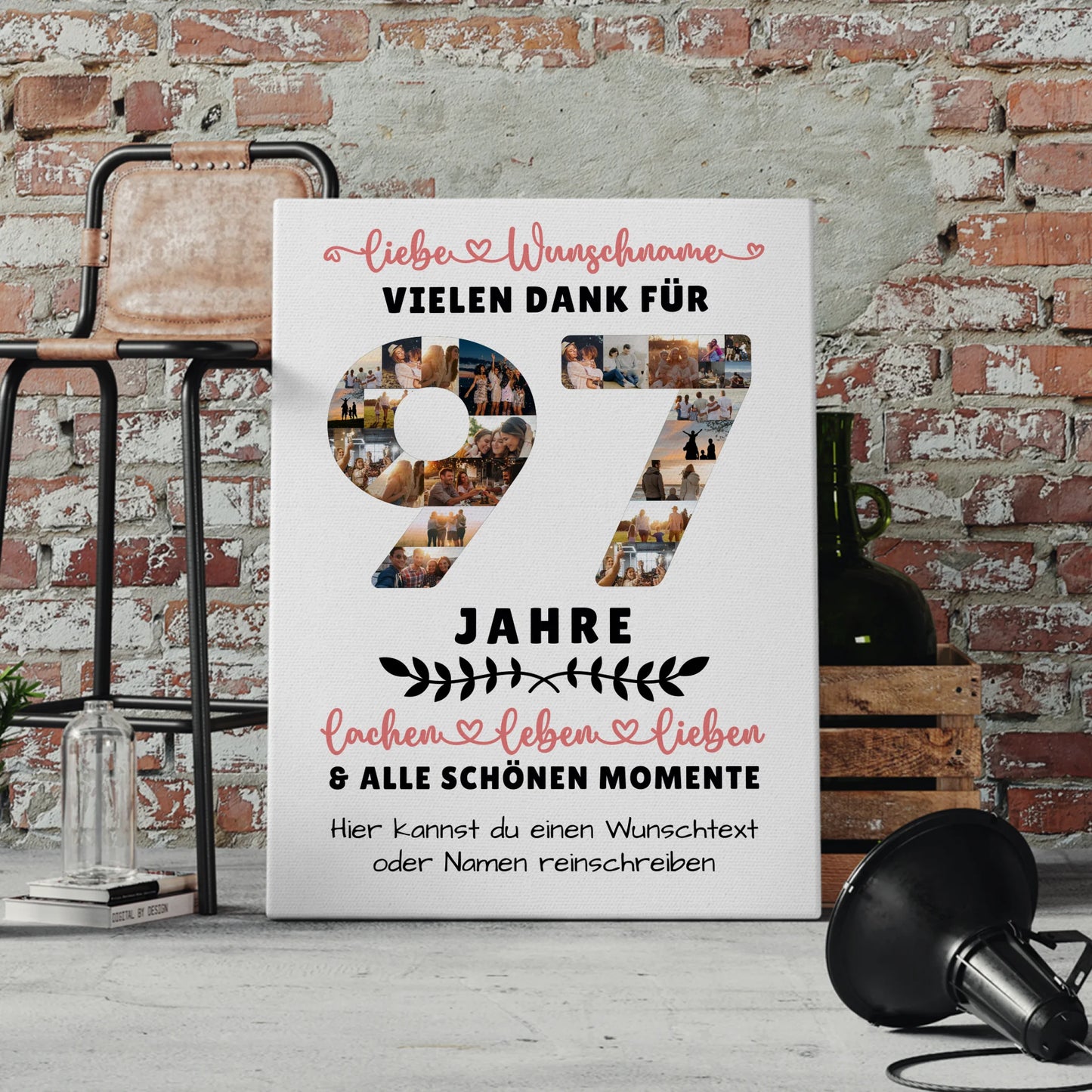 Personalisierte Leinwand 97 Geburtstag Für Opa Oma Mama & Papa 4