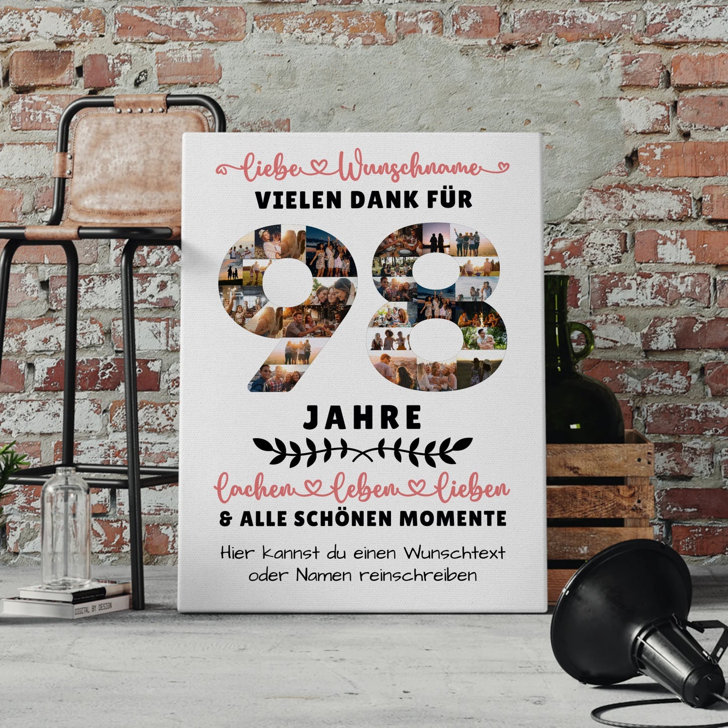 Personalisierte Leinwand 98 Geburtstag Für Oma Opa Papa & Mama 4