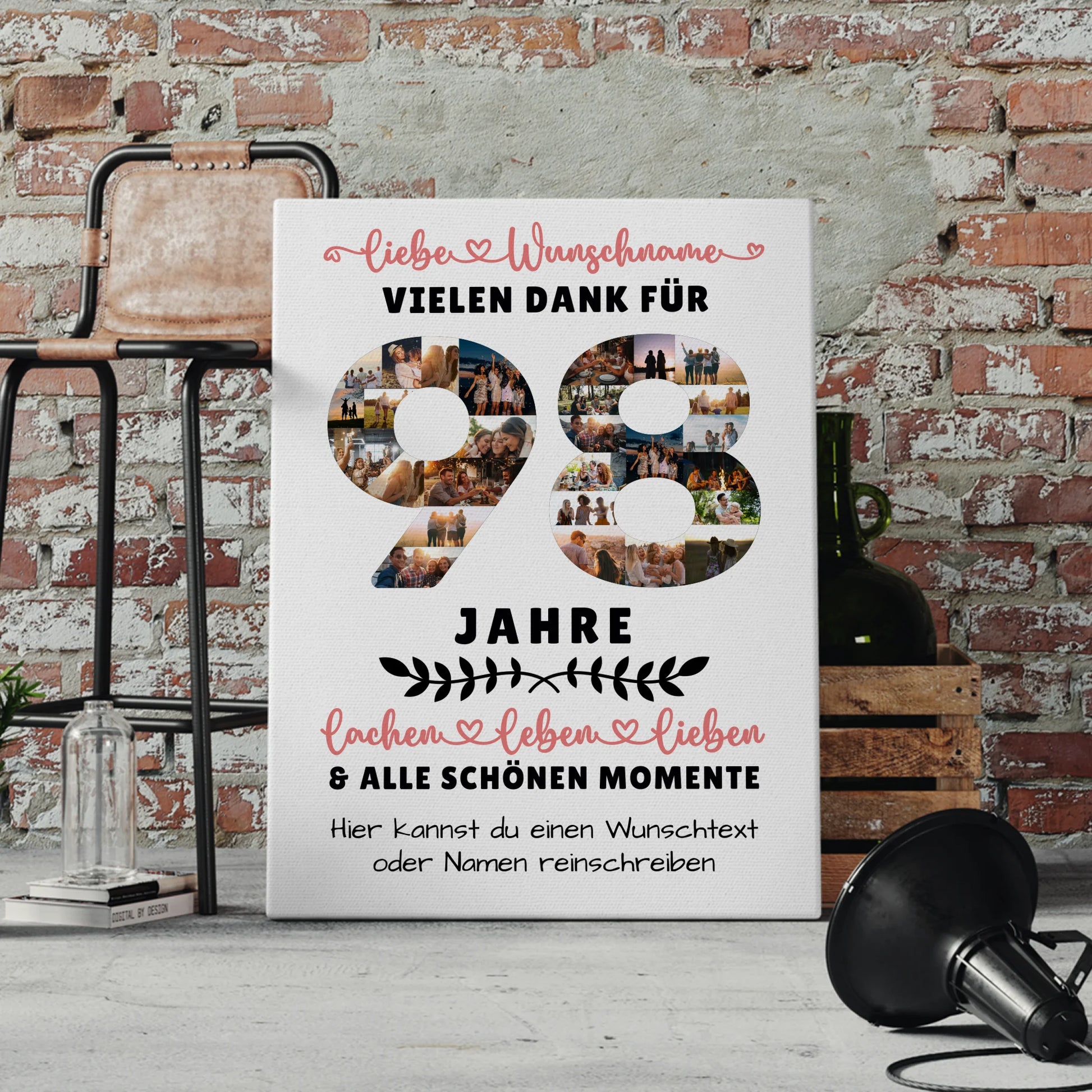 Personalisierte Leinwand 98 Geburtstag Für Oma Opa Papa & Mama 4