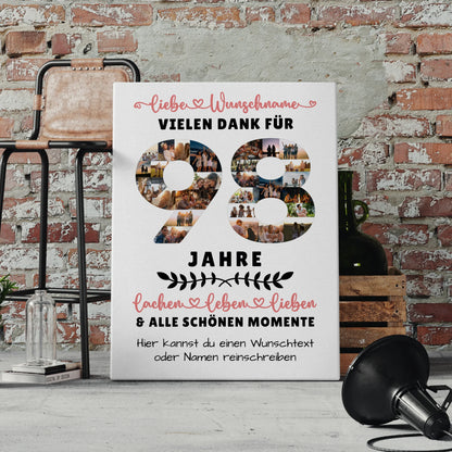 Personalisierte Leinwand 98 Geburtstag Für Oma Opa Papa & Mama 4