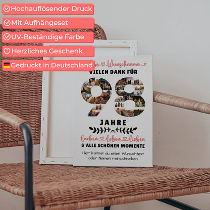 Personalisierte Leinwand 98 Geburtstag Für Oma Opa Papa & Mama 5