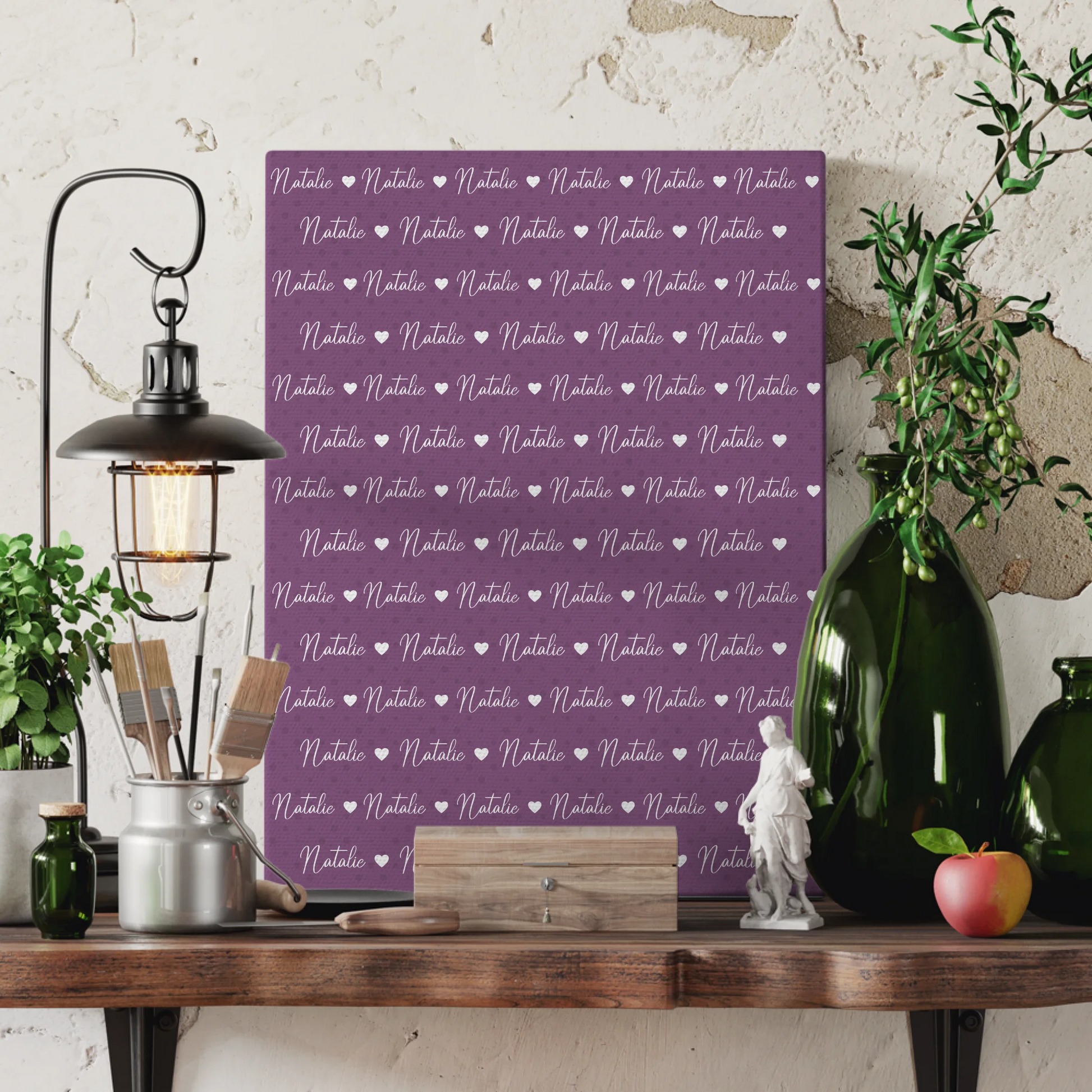 Baby Leinwand Baby Leinwand mit Namen Rotlila 3