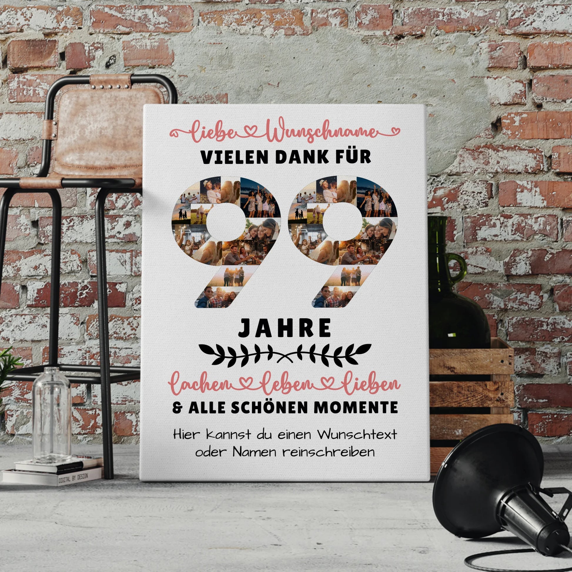 Personalisierte Leinwand 99 Geburtstag Für Opa Oma Papa & Mama 4