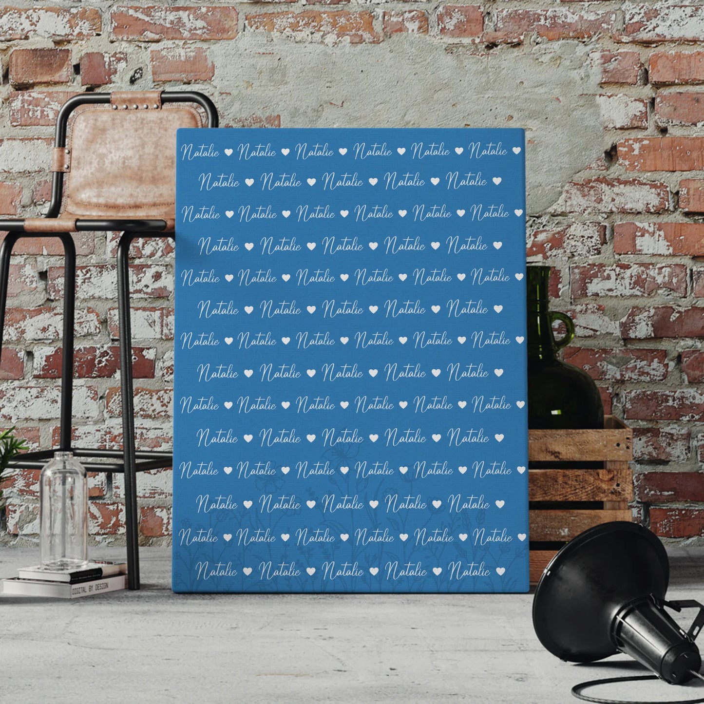 Baby Leinwand mit Namen Leinwand Lichtblau 4