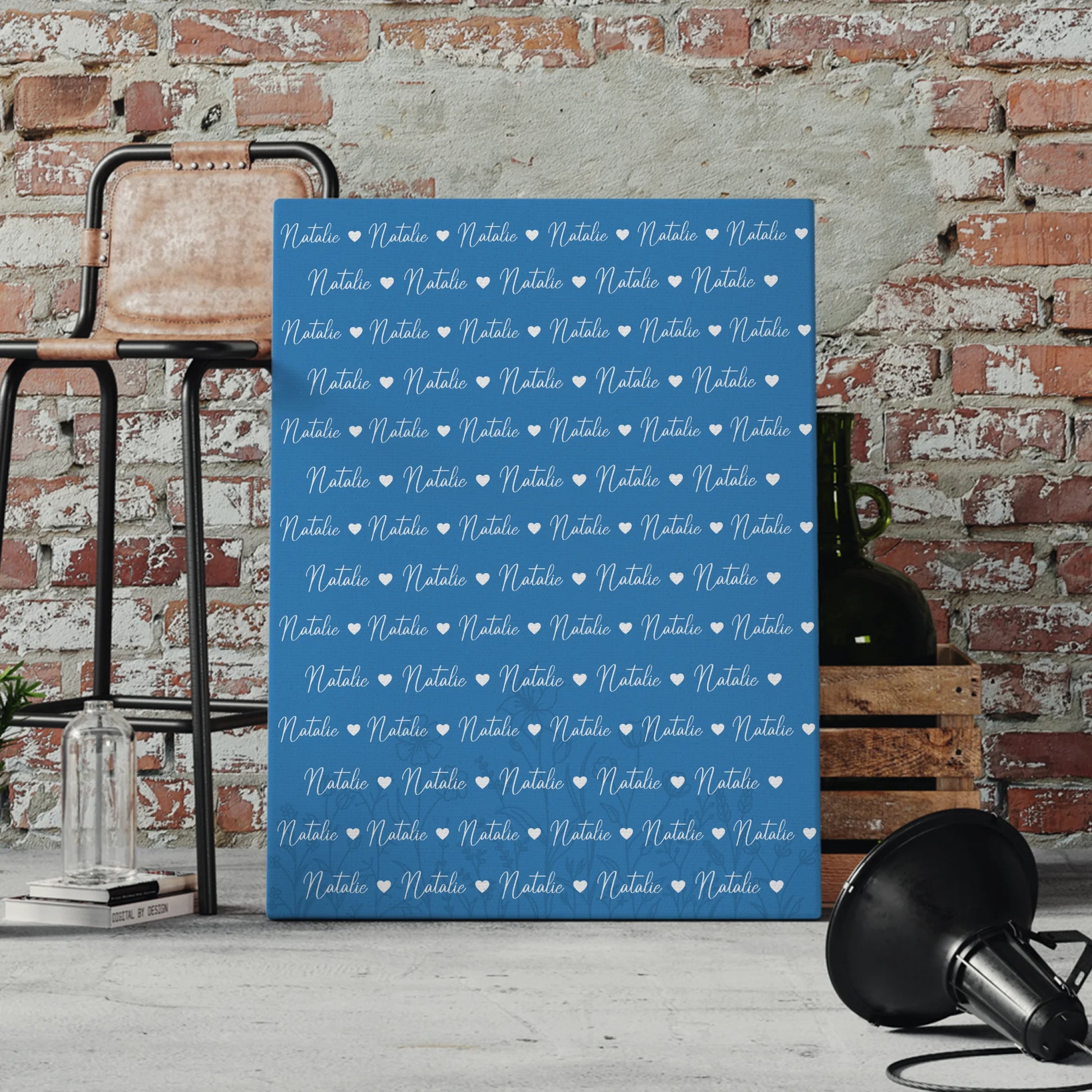 Baby Leinwand mit Namen Leinwand Lichtblau 4