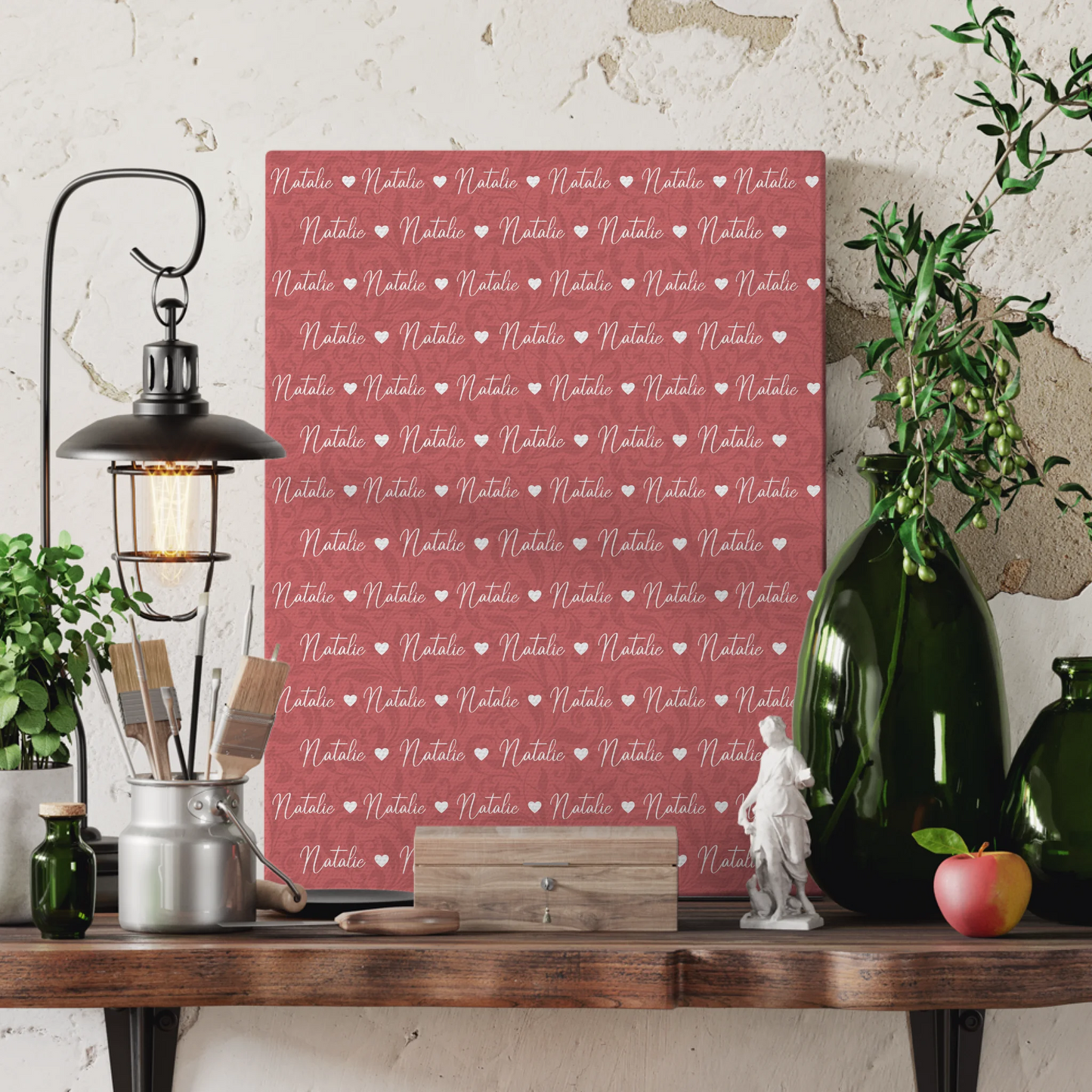 Personalisierte Leinwand Mit Namen Altrosa 3