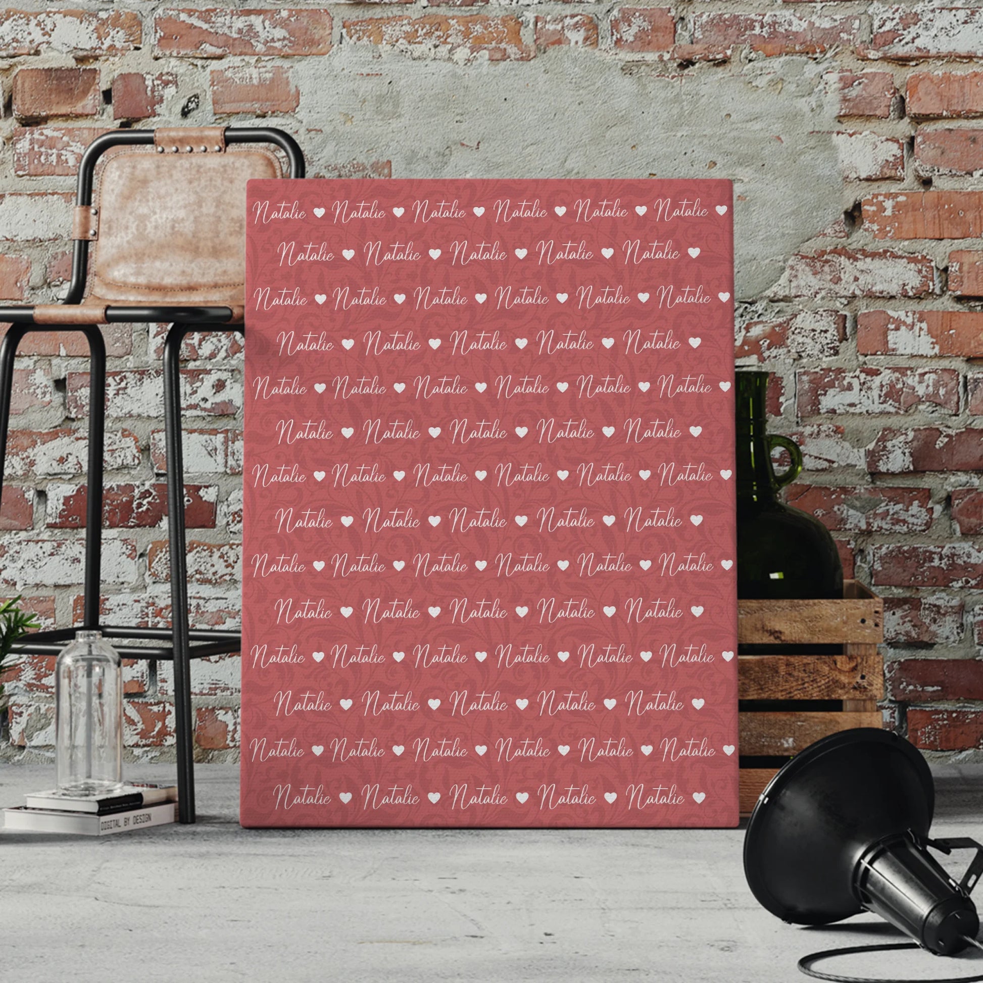 Personalisierte Leinwand Mit Namen Altrosa 4