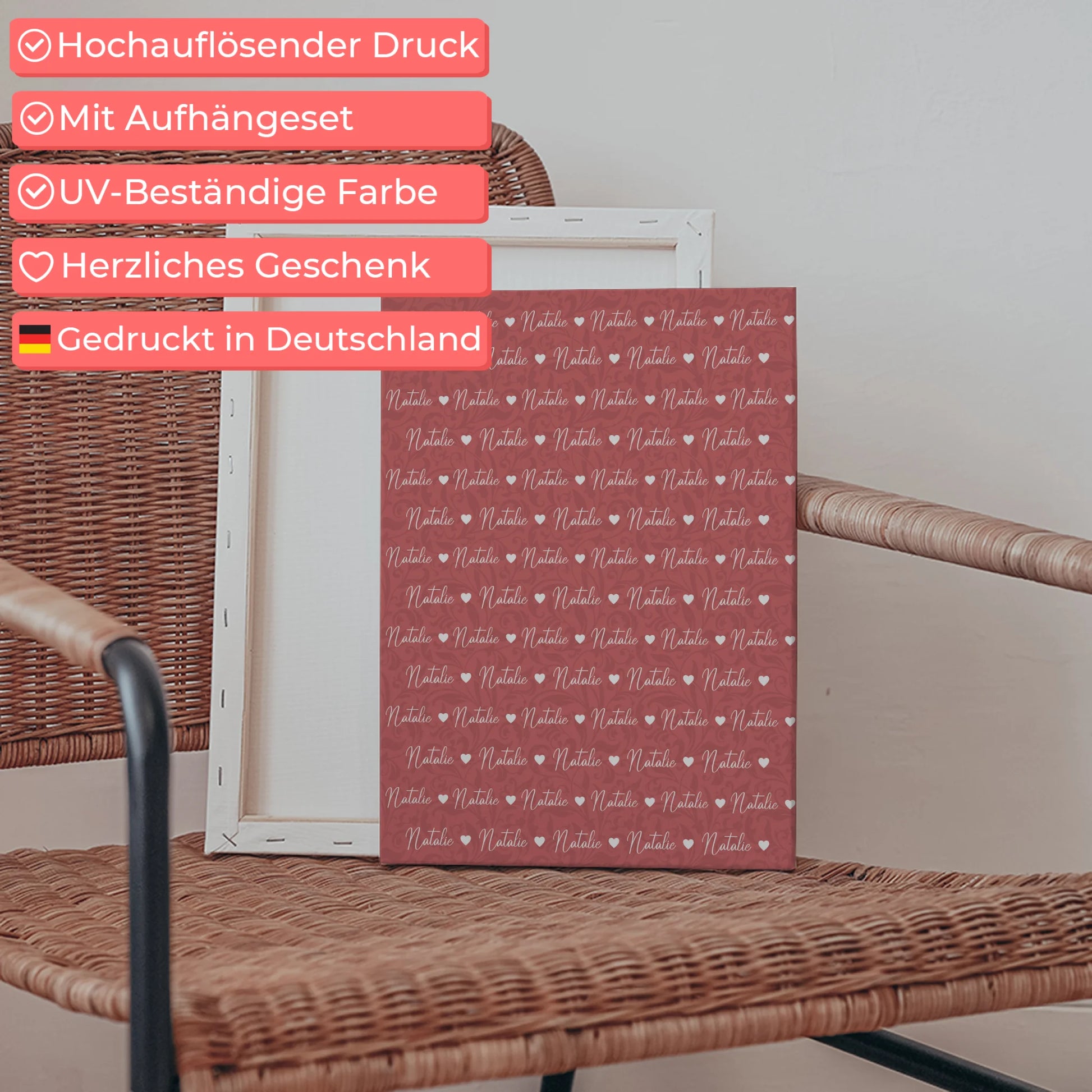 Personalisierte Leinwand Mit Namen Altrosa 5