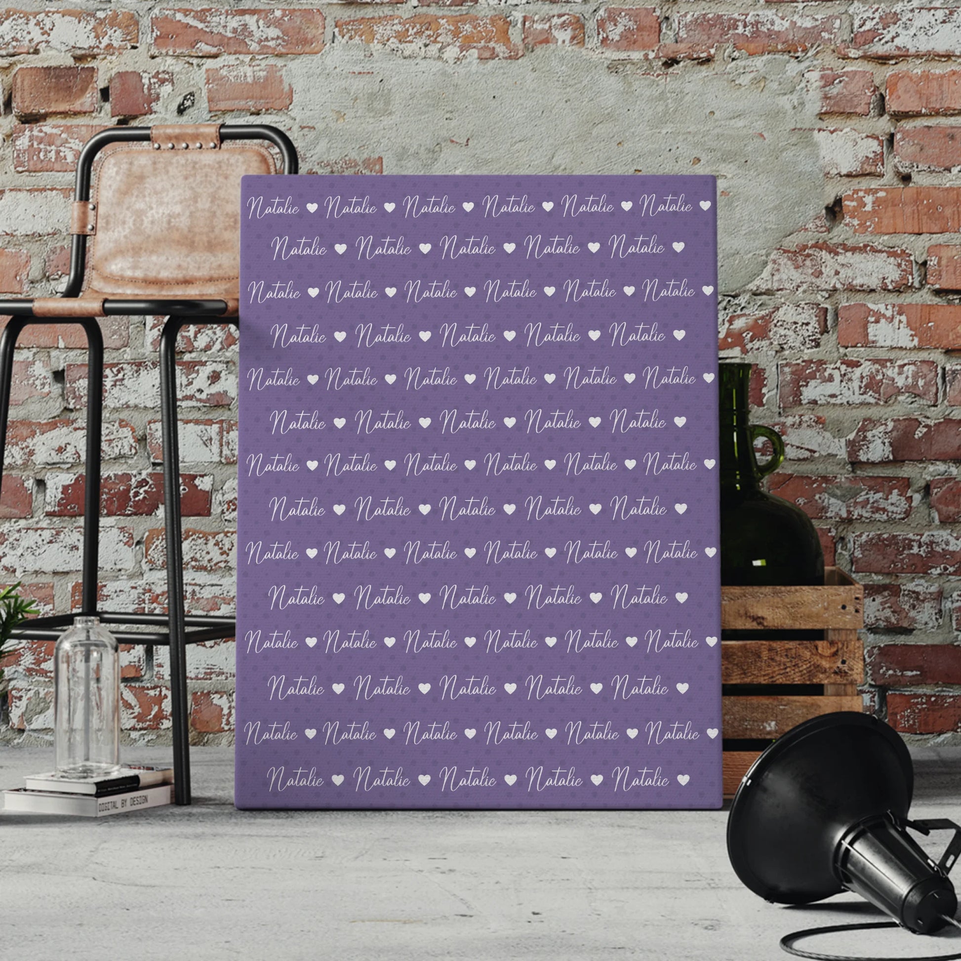 Baby Leinwand mit Name Leinwand Perlviolett 4