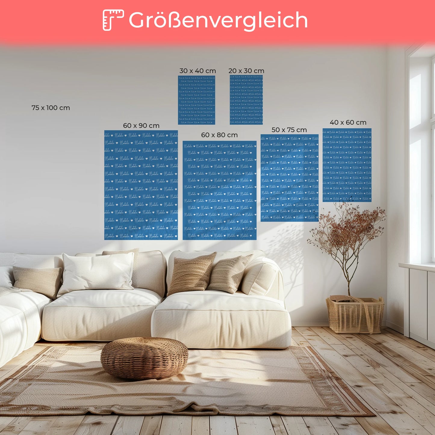 Baby Leinwand mit Namen Leinwand Lichtblau 6