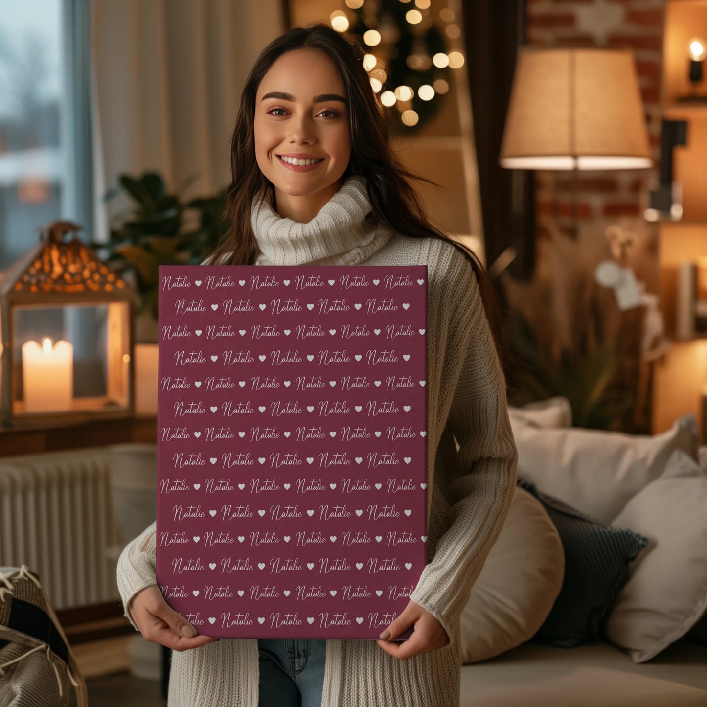 Personalisierte Kinder Leinwand Leinwand mit Namen Rotviolett 2