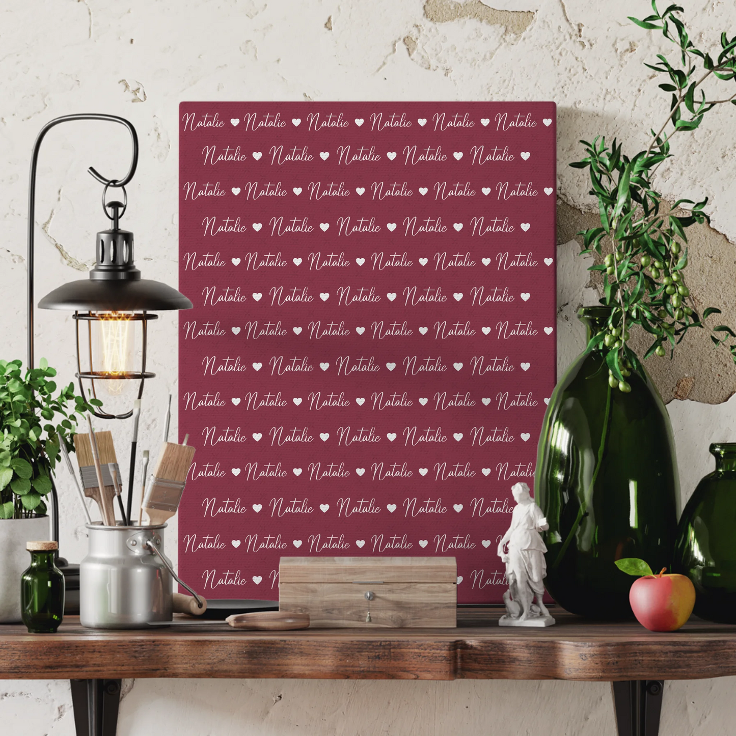 Personalisierte Kinder Leinwand Leinwand mit Namen Rotviolett 3