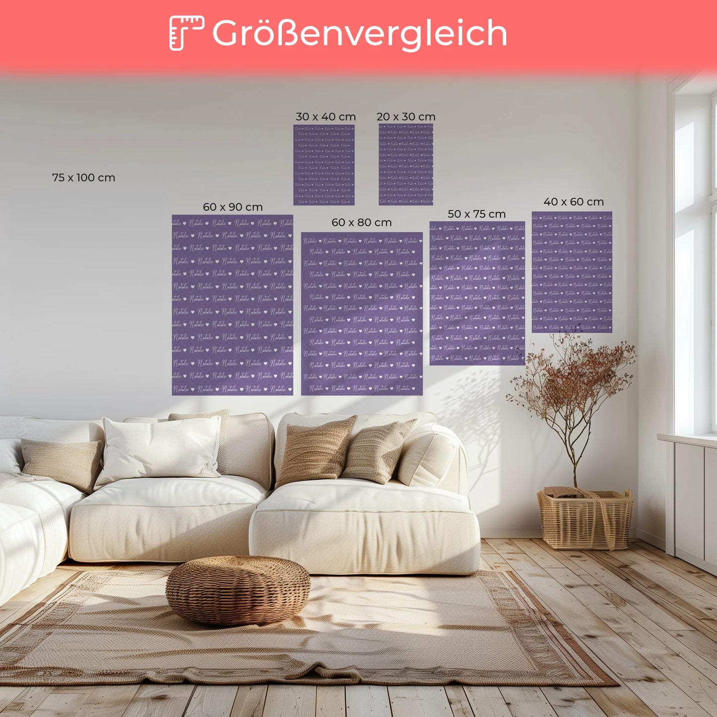 Baby Leinwand mit Name Leinwand Perlviolett 6