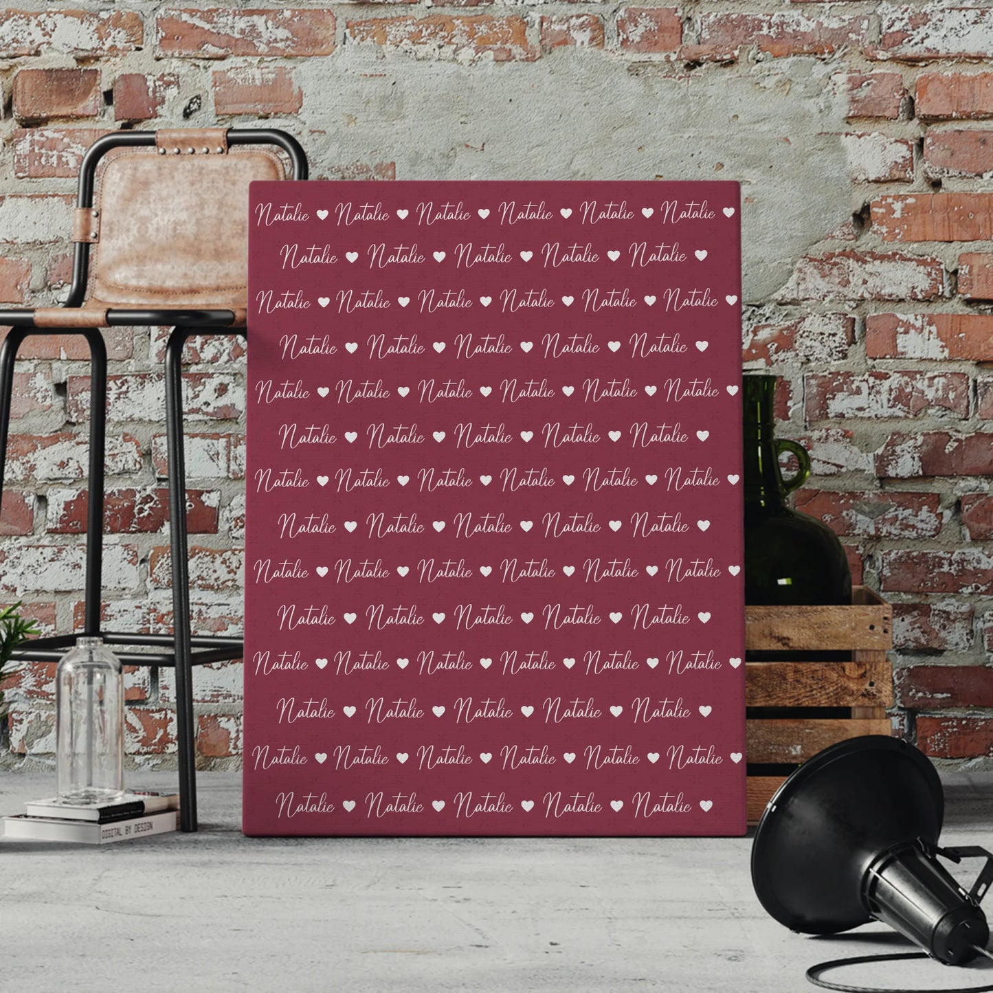 Personalisierte Kinder Leinwand Leinwand mit Namen Rotviolett 4