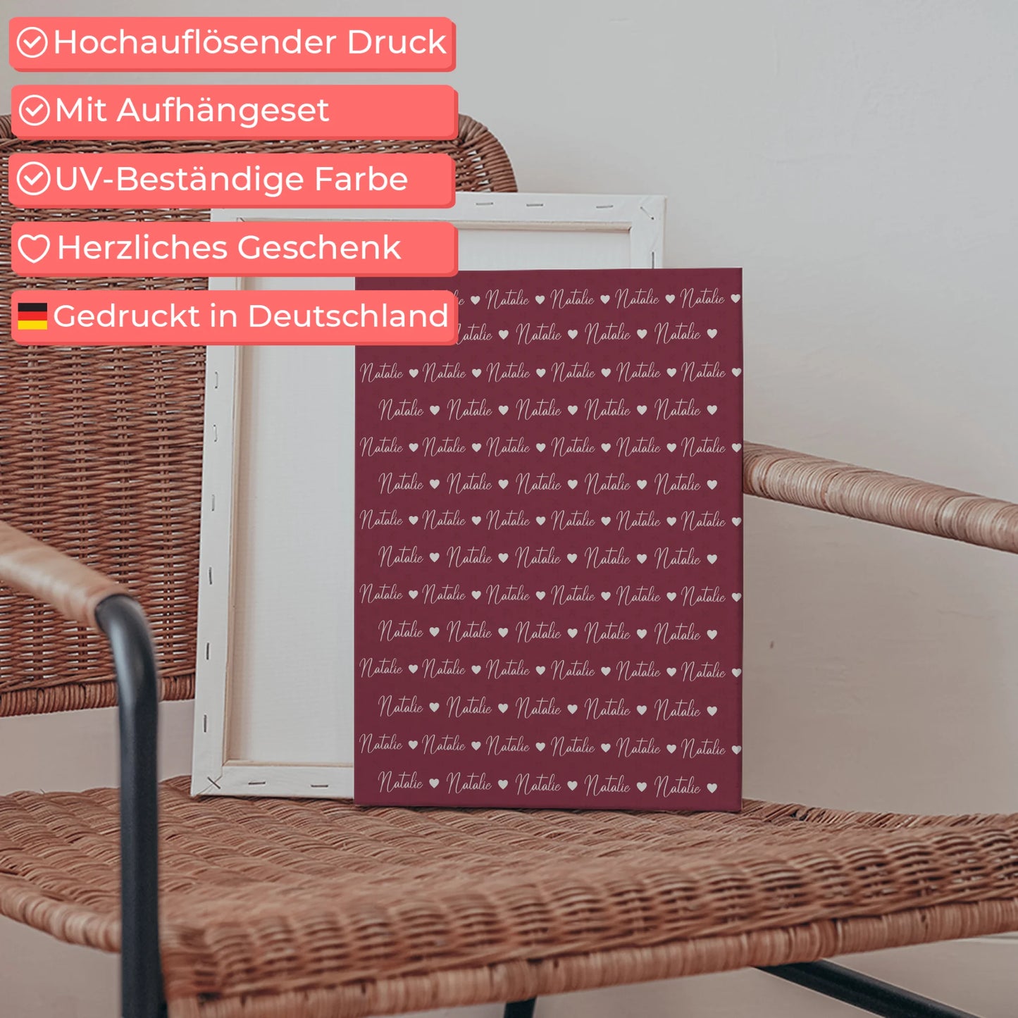 Personalisierte Kinder Leinwand Leinwand mit Namen Rotviolett 5