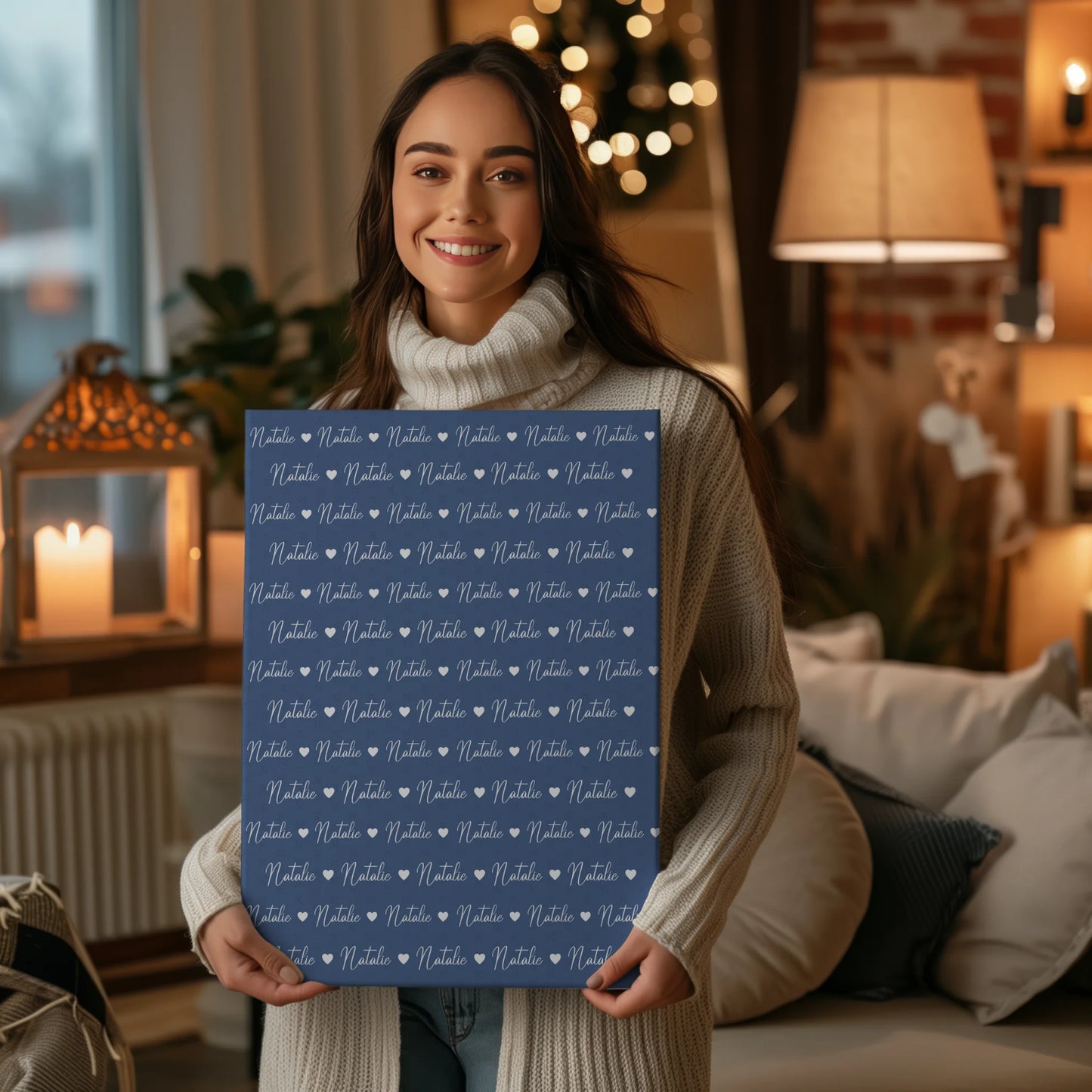 Personalisierte Leinwand mit Namen Kinder Leinwand Fernblau 2