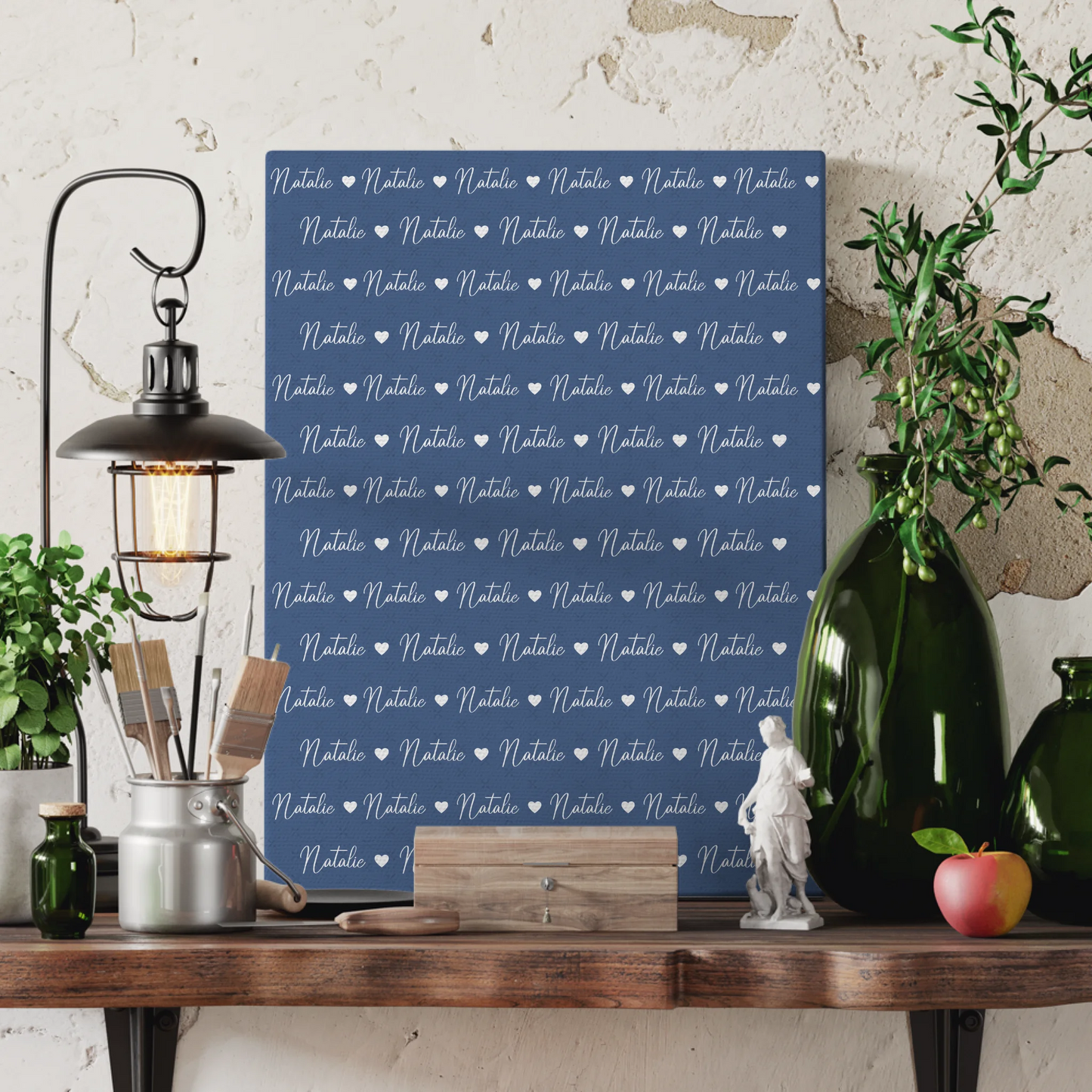 Personalisierte Leinwand mit Namen Kinder Leinwand Fernblau 3