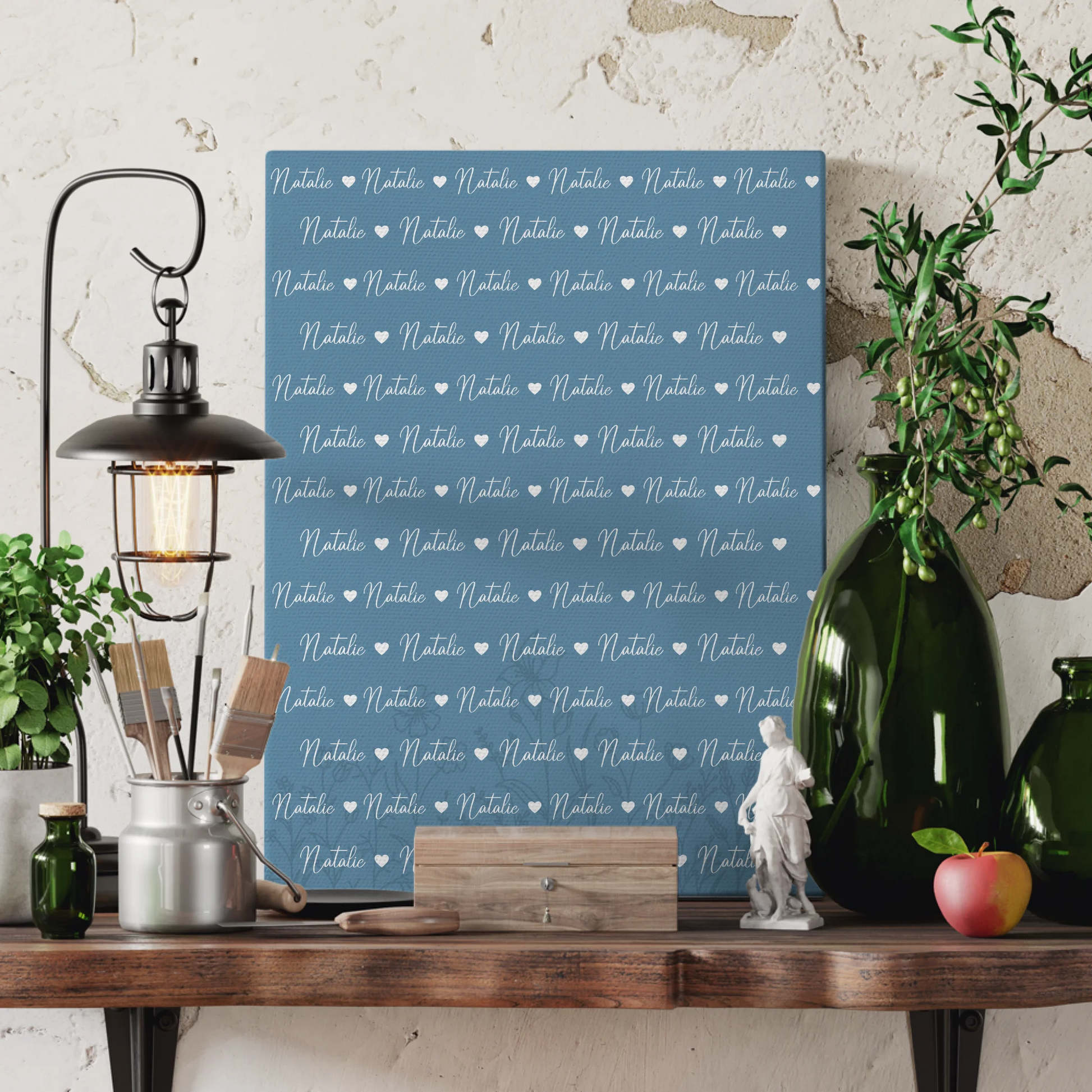 Personalisierte Kinder Leinwand Leinwand mit Namen Pastellblau 3