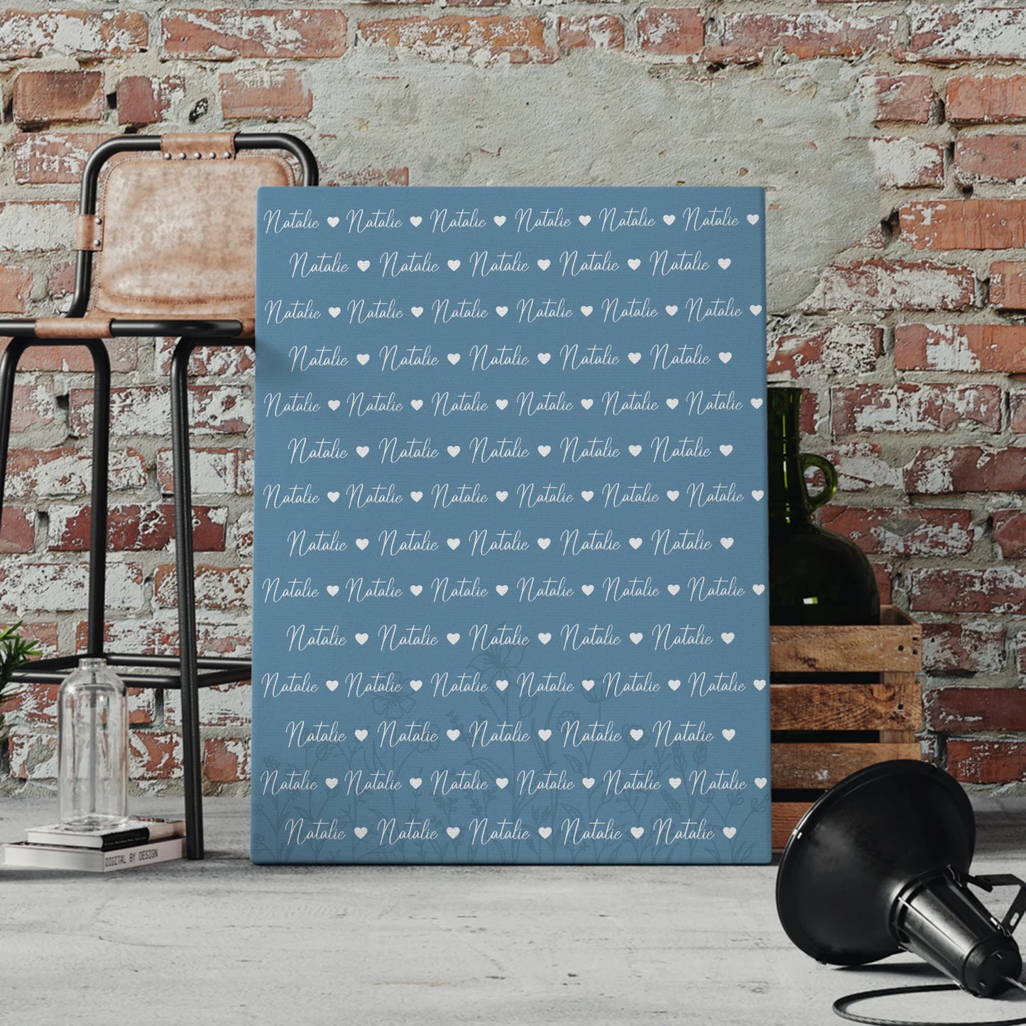 Personalisierte Kinder Leinwand Leinwand mit Namen Pastellblau 4