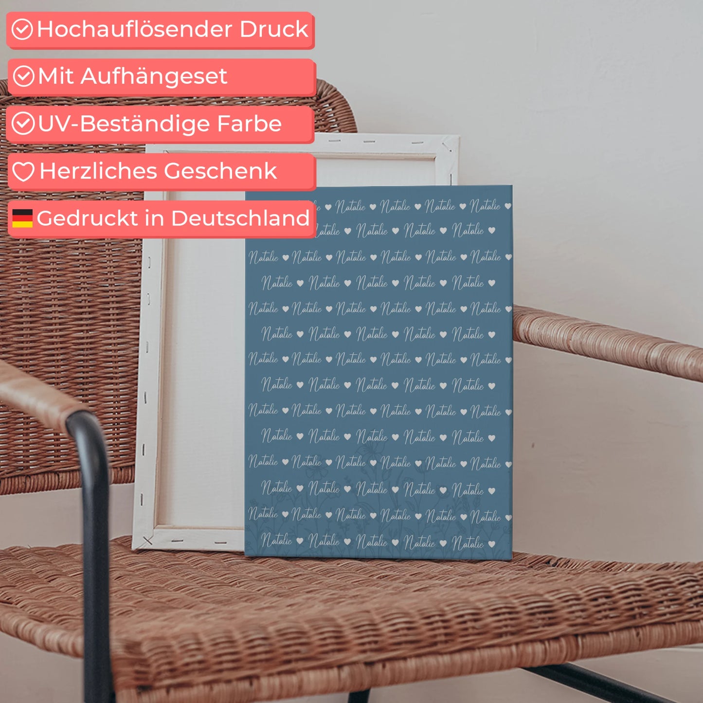 Personalisierte Kinder Leinwand Leinwand mit Namen Pastellblau 5