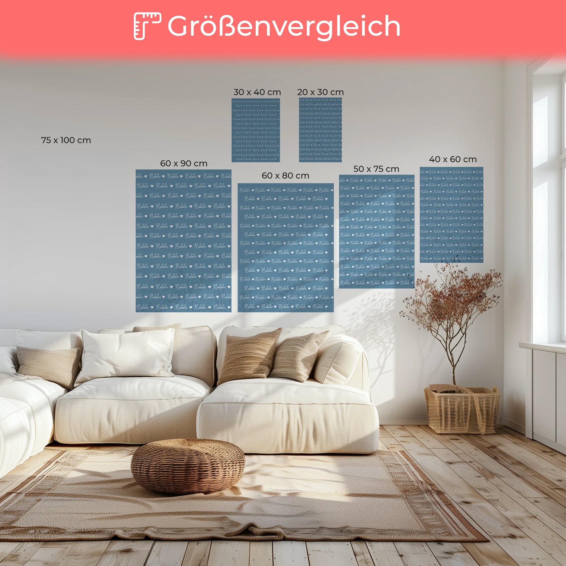 Personalisierte Kinder Leinwand Leinwand mit Namen Pastellblau 6