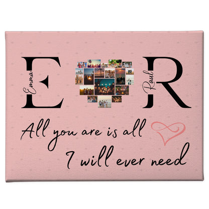 Paar Leinwand für Schatz Mit Initialien Namen und Fotos All You Are Is All I Will Ever Need 1