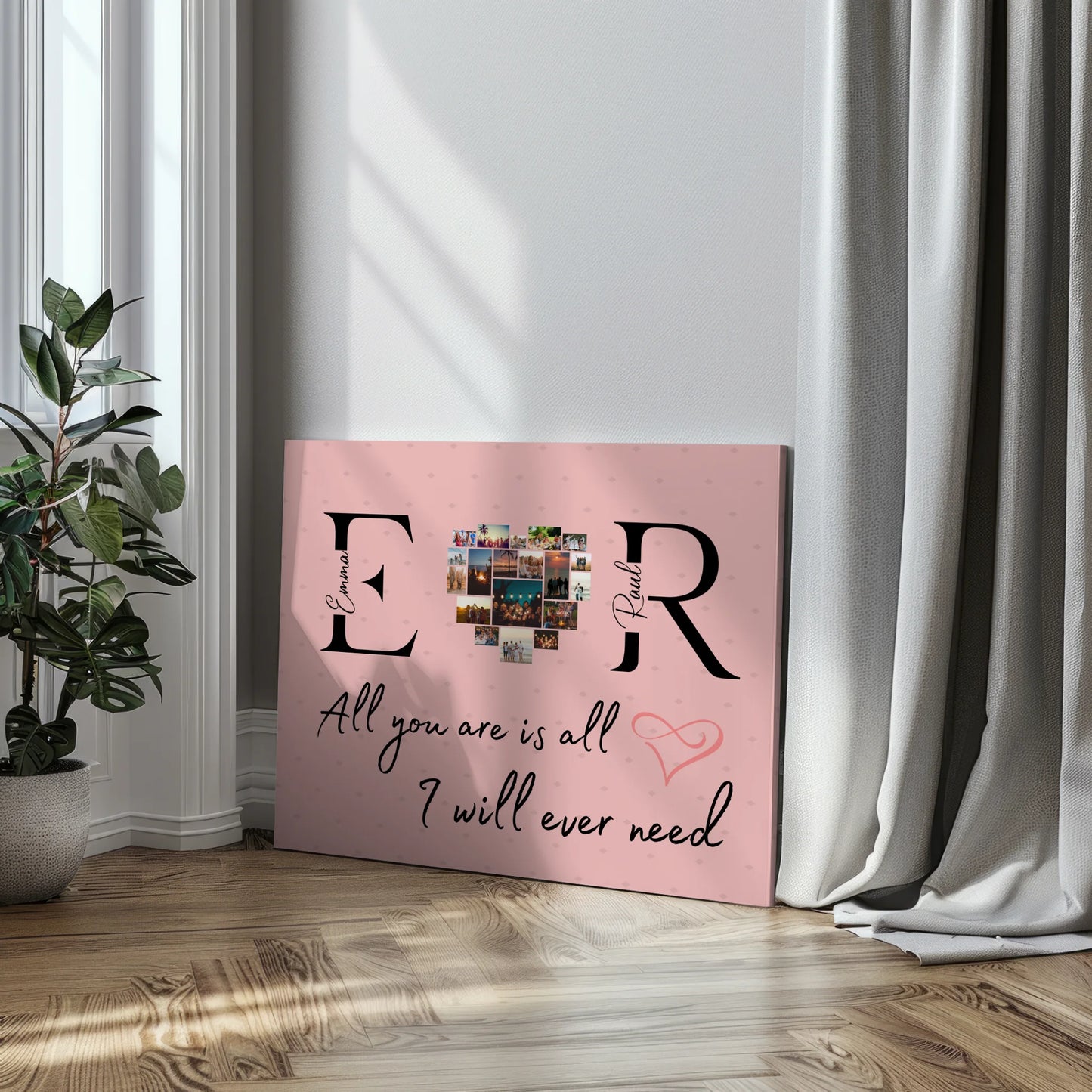 Paar Leinwand für Schatz Mit Initialien Namen und Fotos All You Are Is All I Will Ever Need 3