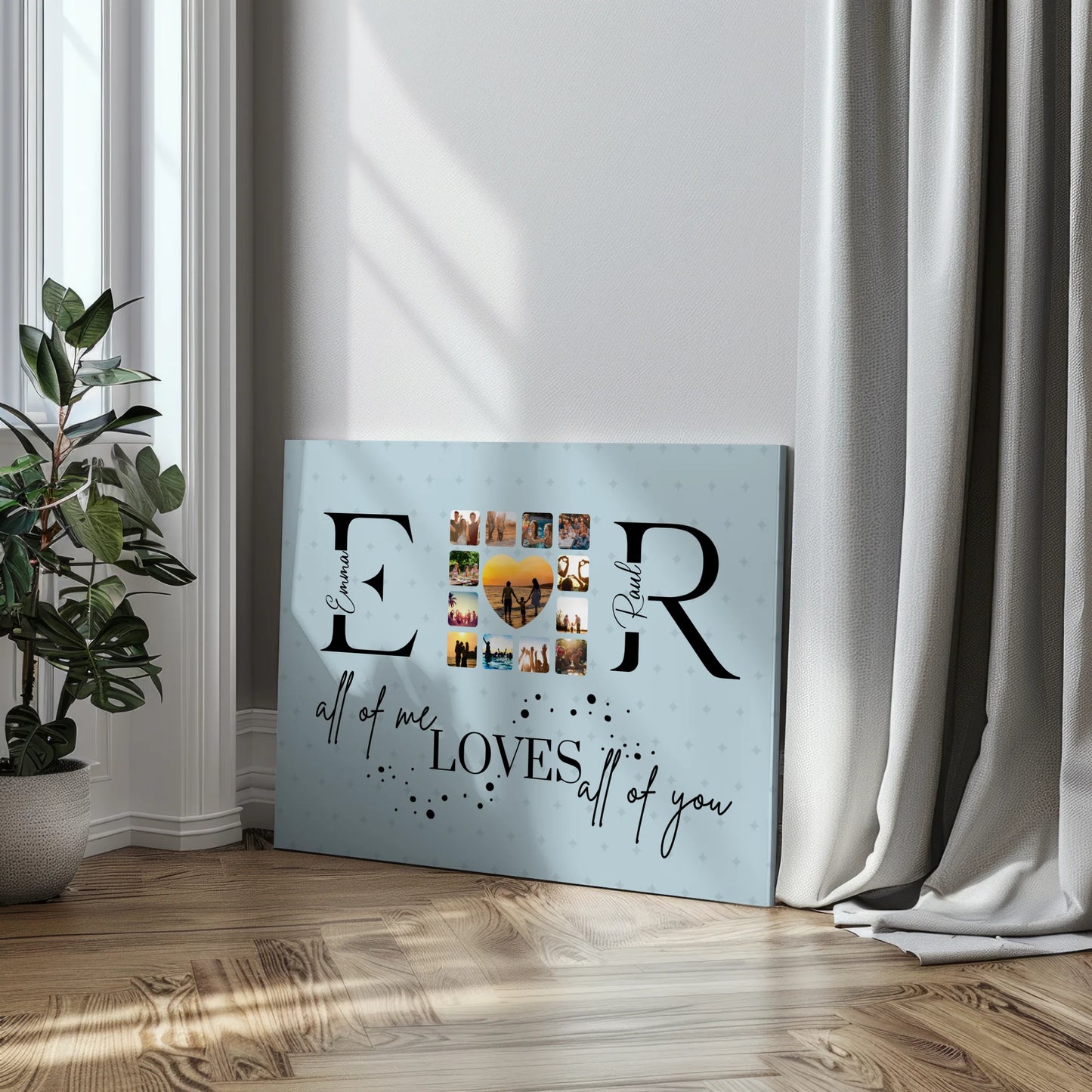 Leinwand Geschenk Personalisiert Mit Fotos Initialien und Fotos All Of Me Loves All Of You 3