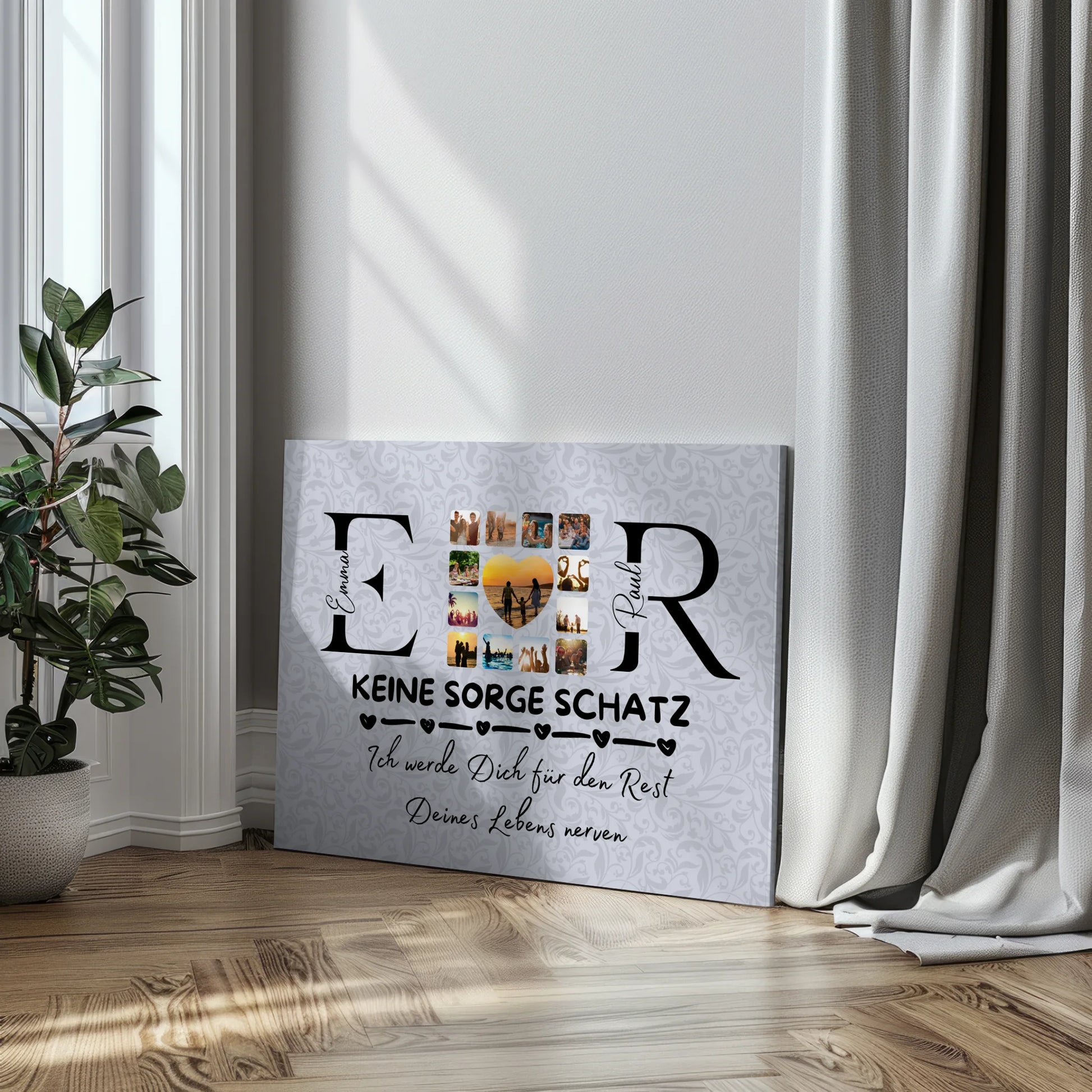 Leinwand Liebe für Paare Mit Initialien Namen und Fotos Keine Sorge Schatz Ich Werde Dich Ewig Nerven 3